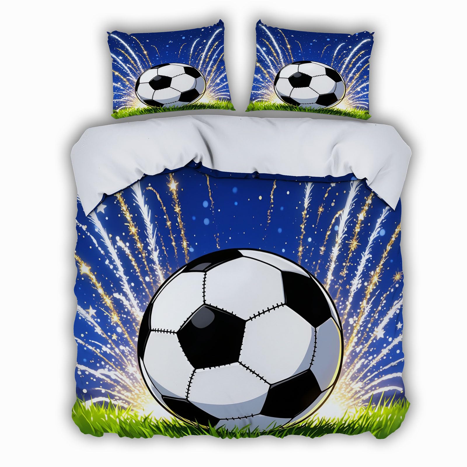 Parure de lit football 240x260 cm avec fermeture éclair housse de couette 2 personnes