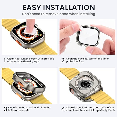 Vista 107 de Tensea - Funda protectora de pantalla impermeable para Apple Watch (2 en 1) para Apple Watch Serie SE 7, 5, 4, accesorios de 45 mm, iWatch protector