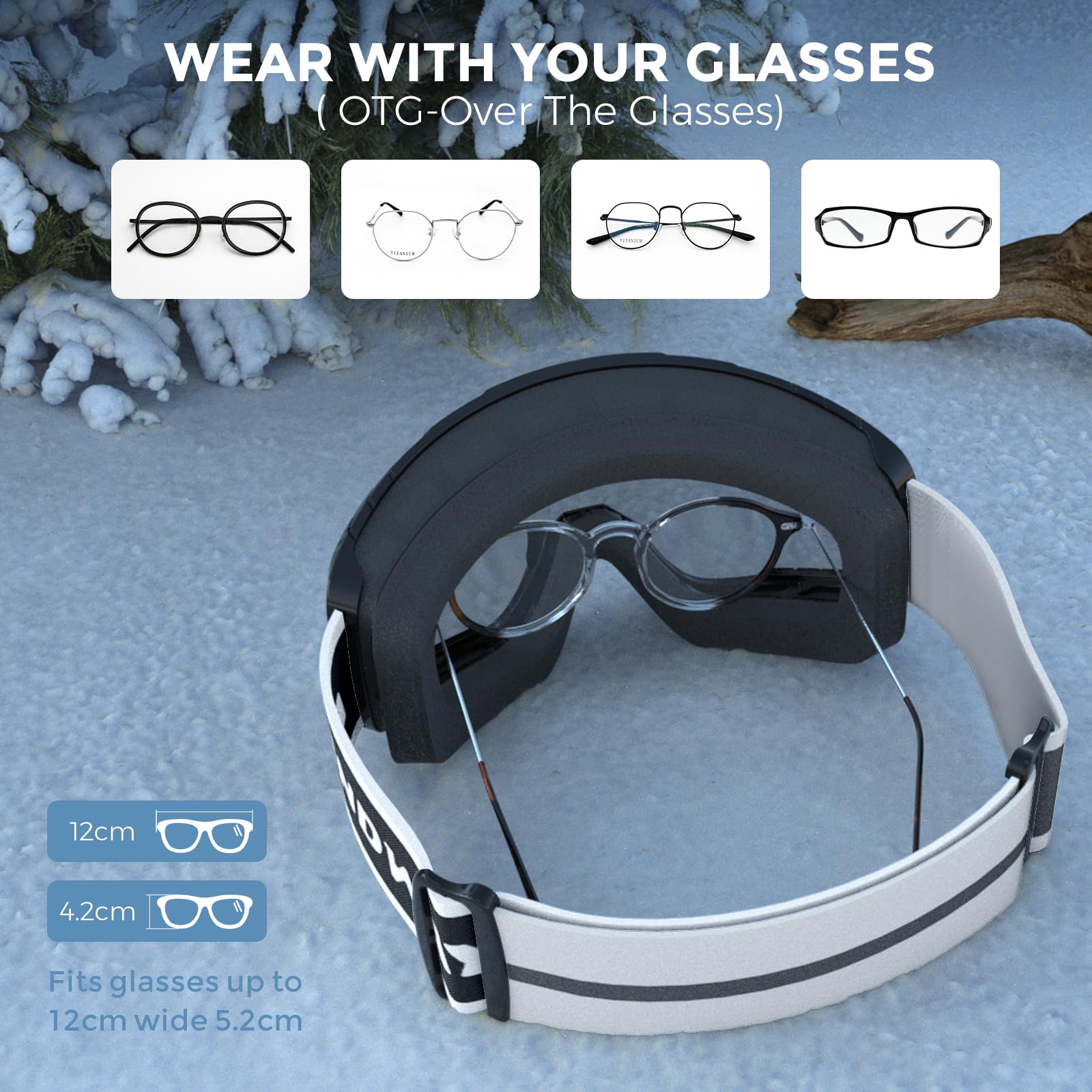 Findway Maschera da Sci, Occhiali da Sci per Bambini maschi, bambini femmine, bambini OTG Maschere Sci, 100% Anti-UV Maschera Sci, Anti Nebbia, Adatto a Snowboard