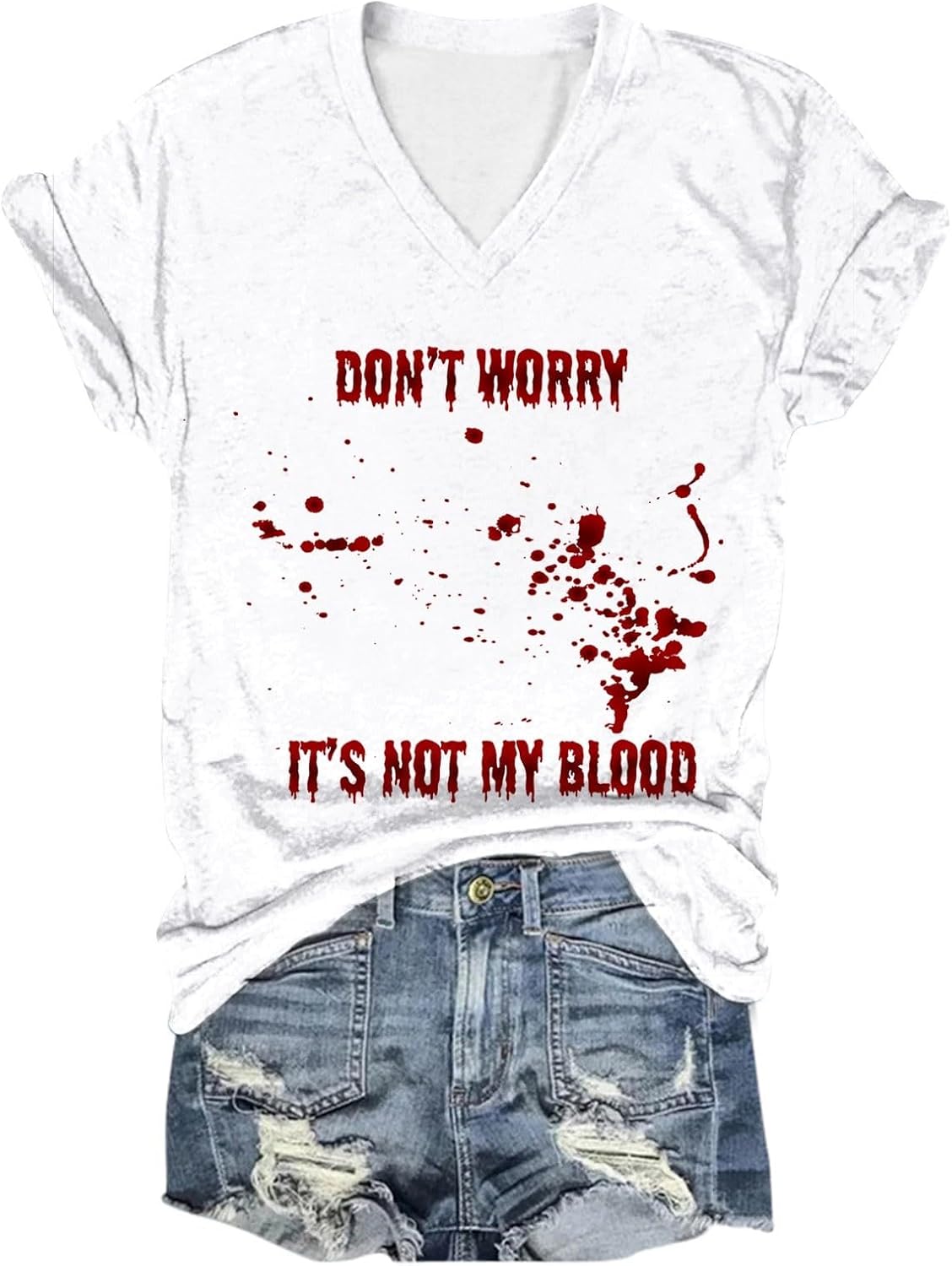 Halloween T-Shirt Damen Mit Blutdruck-Aufdruck - Grusel-Shirt Mit Blutspritzern Für Horror-Partys