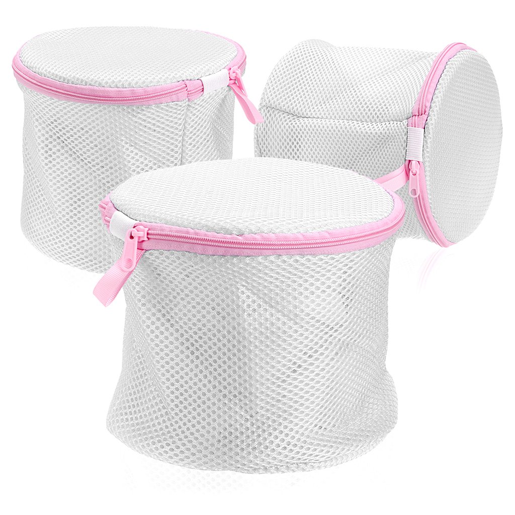Ignpion White Bra Washing Bag Laundry Lingerie Wash Bag For Underwear, Delicates, Socks (Set Of 3)