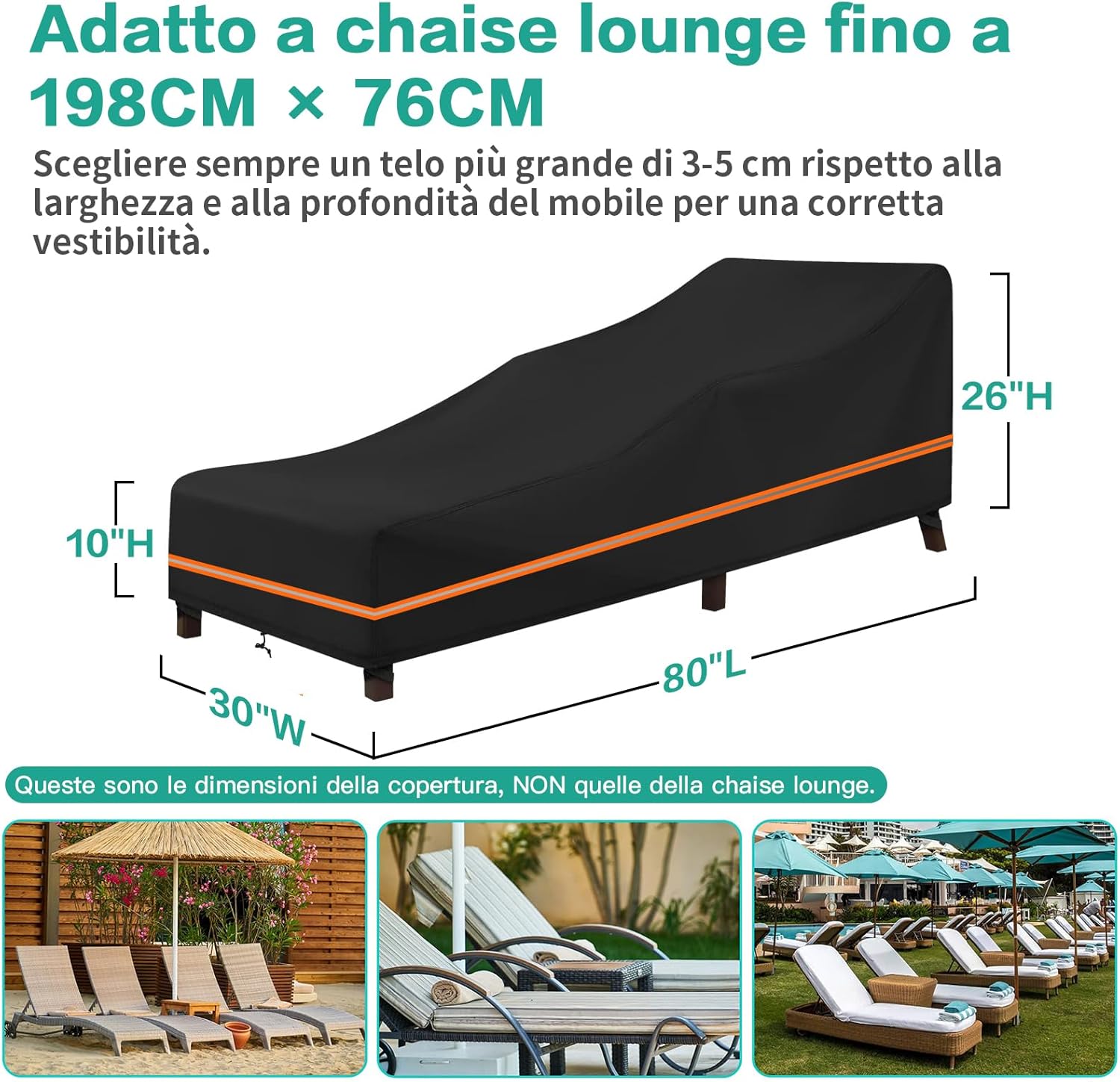 Waterproof Garden Sunbed Cover,Heavy Duty 600D Oxford Fabric Windproof Outdoor Sun Lounger Covers Anti-UV Patio Sunbed Lounger Cover (2PCS-79''x30''x28'')