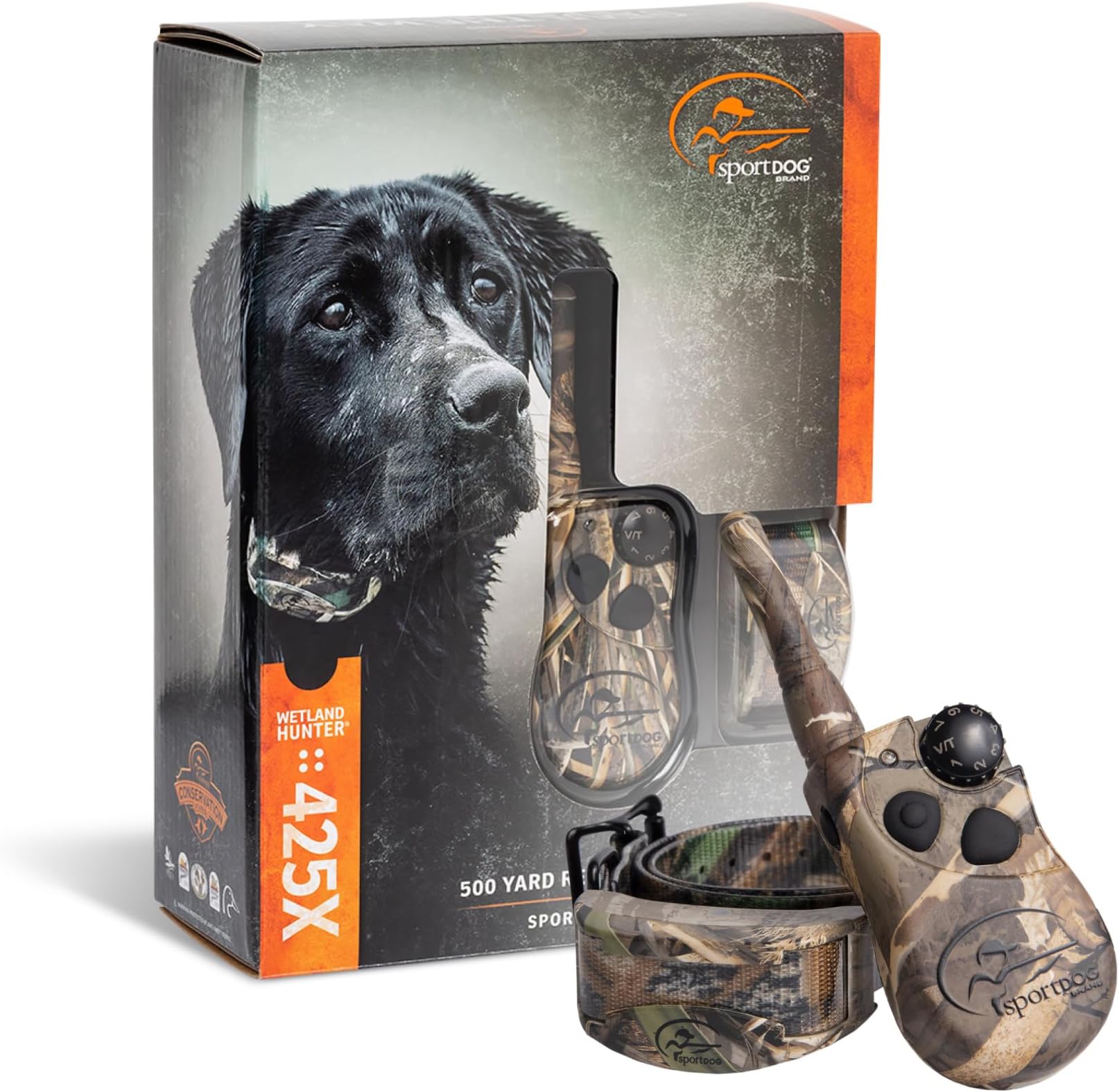 Brand WetlandHunter 425X Camouflage Remote Trainer - Rechargeable Dog Training Collar with Shock, Vibrate, and Tone - 500 Yard Range - SD-425XCAMO