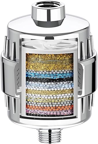 Yodel Filtro de agua de cabezal de ducha de 20 etapas con vitamina C para reparar el cabello dañado, la piel y las uñas, evitar la acumulación de