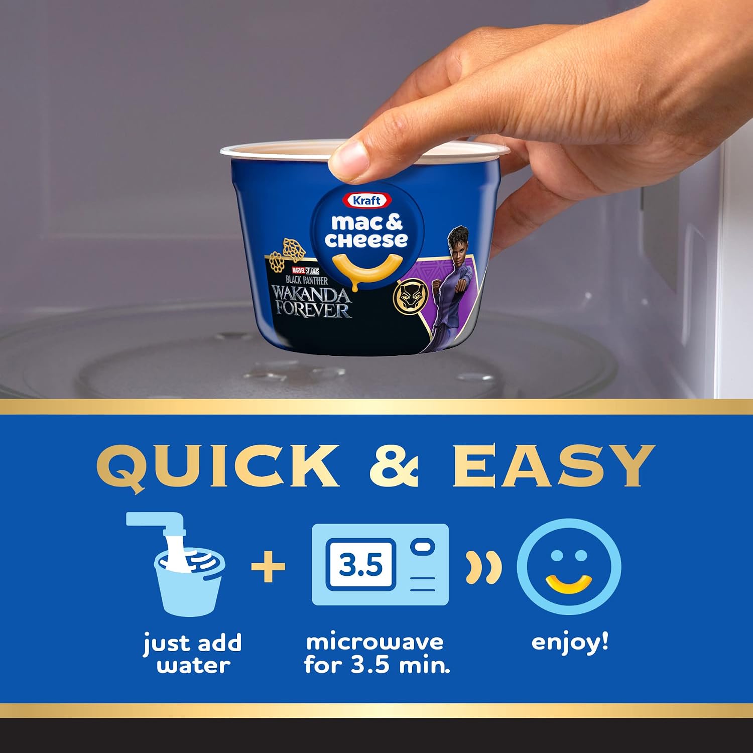 Kraft Macaroni & Cheese Dinner Black Panther: Wakanda Forever (4 ct Pack, 1.9 oz Cups)