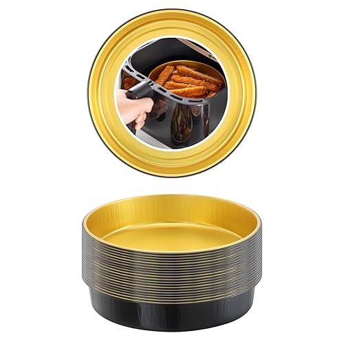 Reusable Aluminum Foil Air Fryer Pans, 20-Pack, 7.1-Inch Diameter, 1.6-Inch