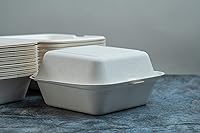 Vista 3 de [Paquete de 100] Green Wave Evolution TW-BOO-004 - Recipientes para alimentos de 6 x 6 x 3 pulgadas, bagazo con aspecto de mármol, 100% compostable