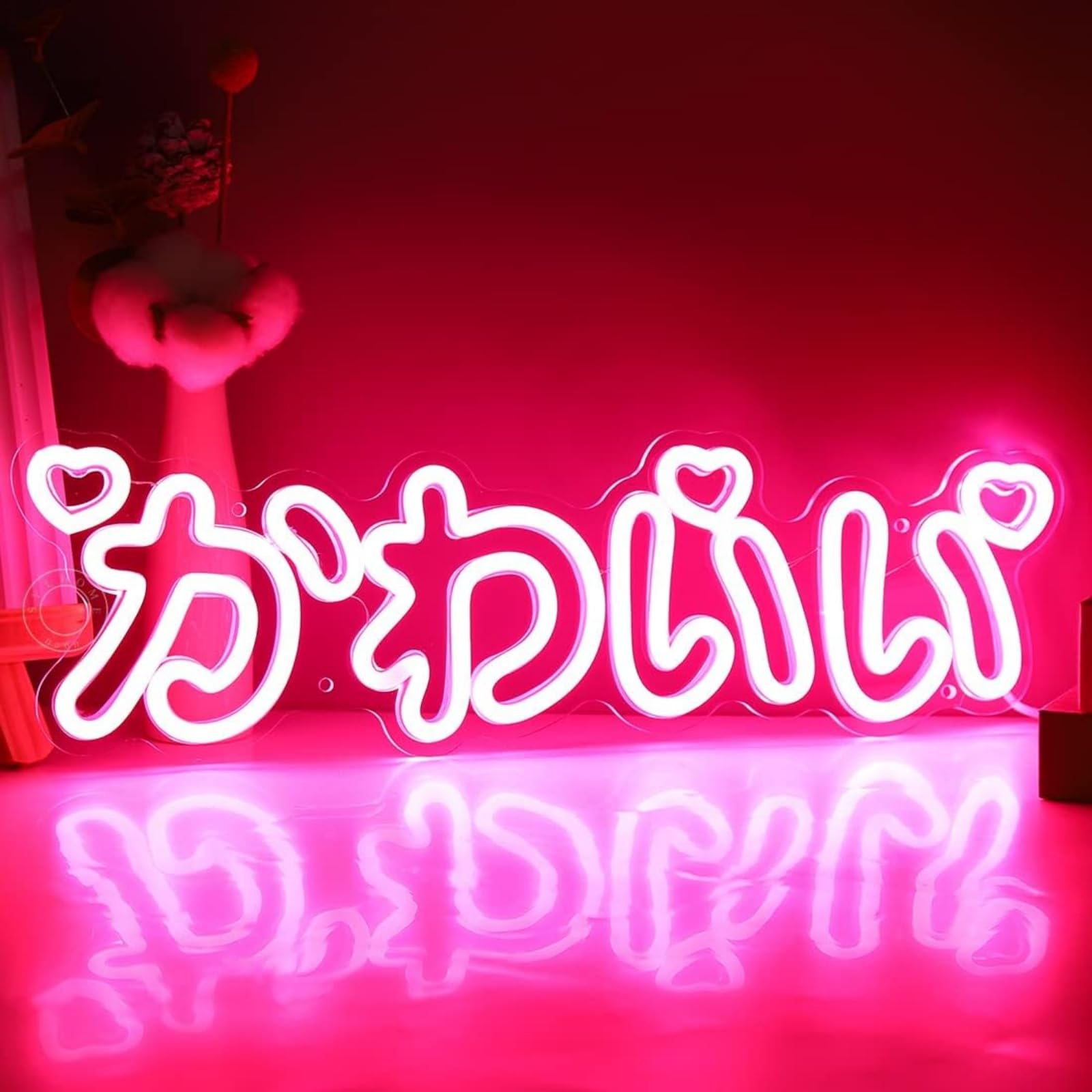 Kawaii かわいいLed Neon Sign Japanese Cherry Blossoms Light up Wall Decor Sign for Girls Room Bedroom Store Decoration Birthday Party Christmas
