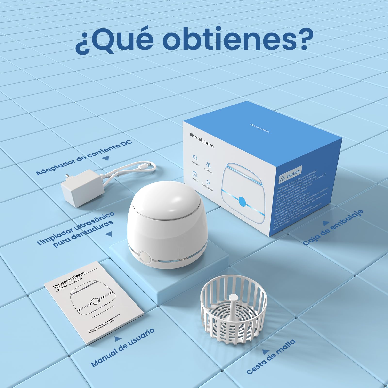 Limpiador Ultrasonidos, U-VKK 45000Hz limpiador ultrasonidos dental, 2 modos, adecuado para Alineadores, Retenedores, Aparatos de Ortodoncia y joyería, etc