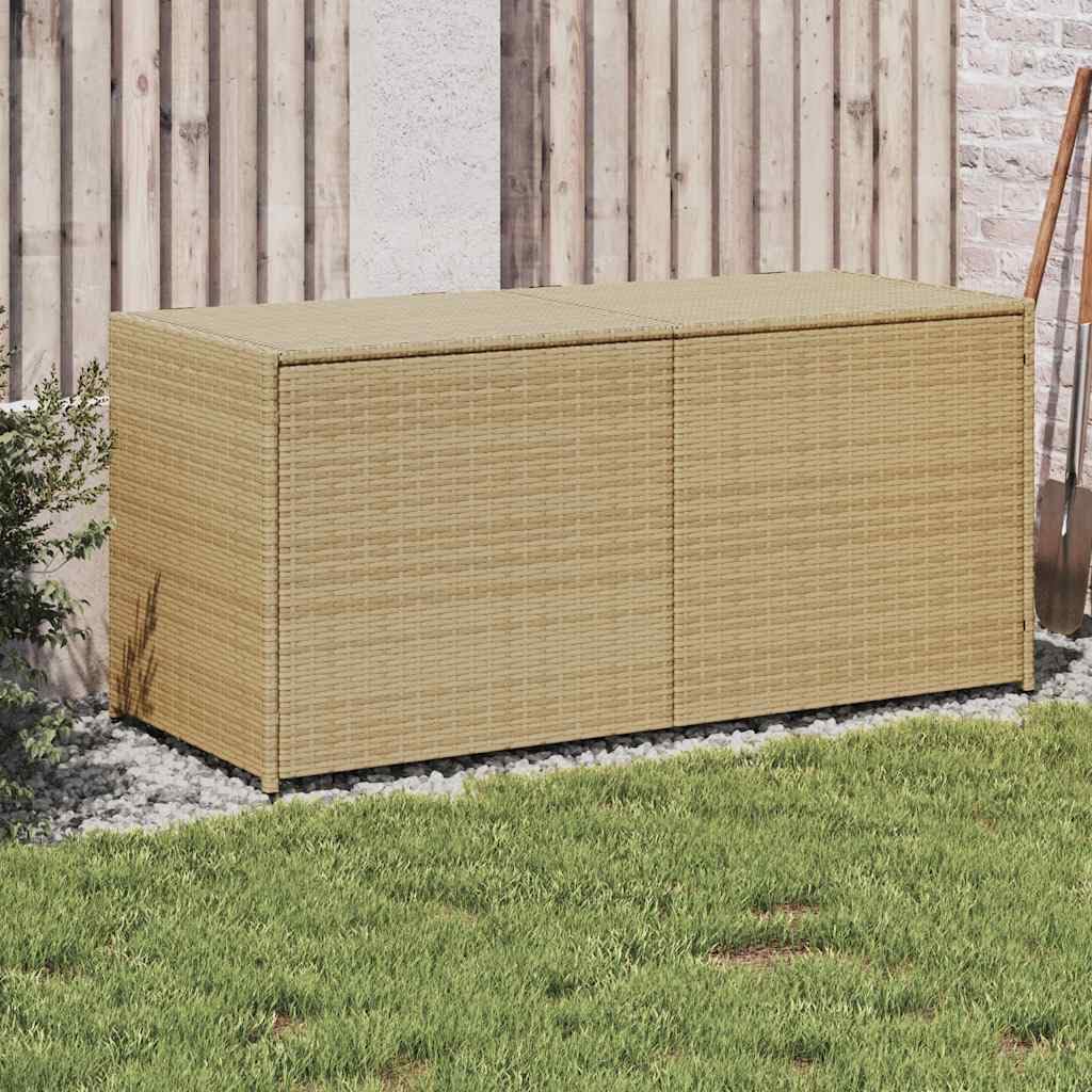 IKAYAA Litre PolyRattan Outdoor Storage Box Grand patio Deck Box Outdoor Garden Storage Box Cushion Box Storage Containers for Tools Pool Accessory Pillows-mix beige-120 x 50 x 56 cm