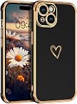 BENTOBEN Case for iPhone 15 Case, Cute Heart Pattern Plating Soft Silicone TPU Bumper Shockproof Protective Women Girls Flexible Anti Slip Phone Case for iPhone 15 6.1", White