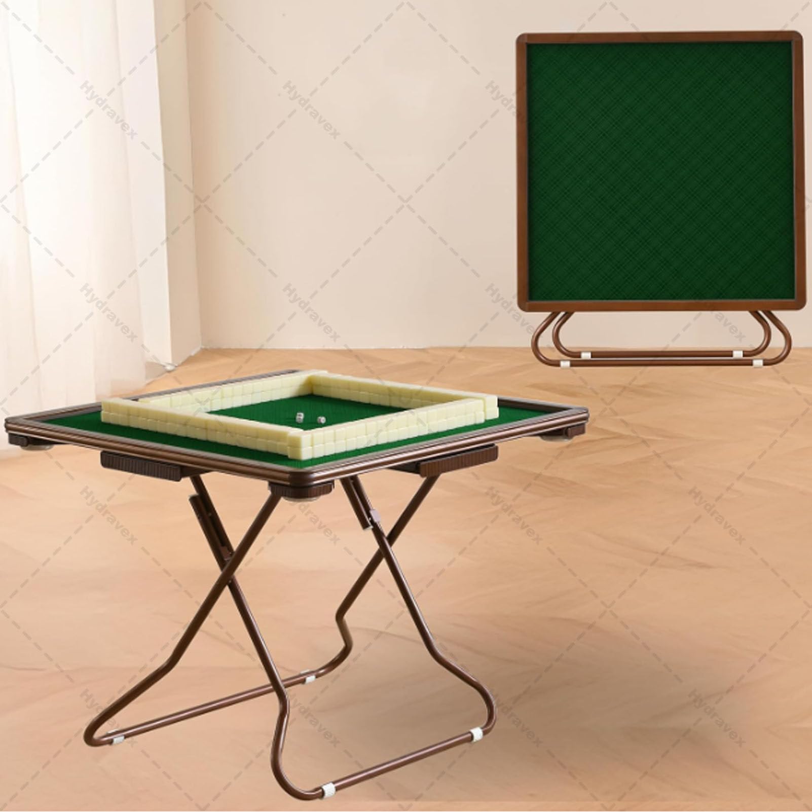 Tavolo da gioco pieghevole, portatile, quadrato, per 4 giocatori, con portabicchieri e scanalature per chip, ideale per giochi da tavolo e campeggio