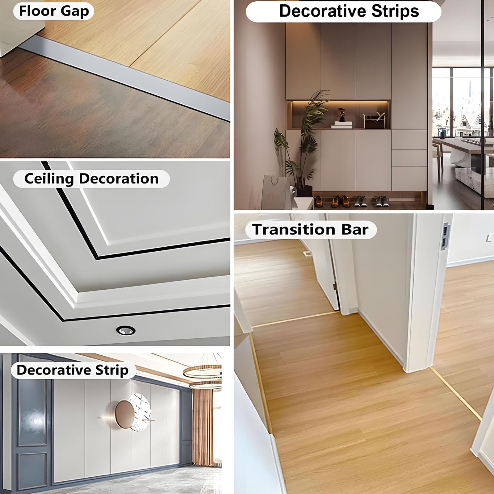 Aluminiowa listwa tratowa do laminatu drewna i płytek, 3 szt. d osłona przegubu o szerokości 90 cm (1,5 cm) profil podłogowy do bezszwowego zawiasu
