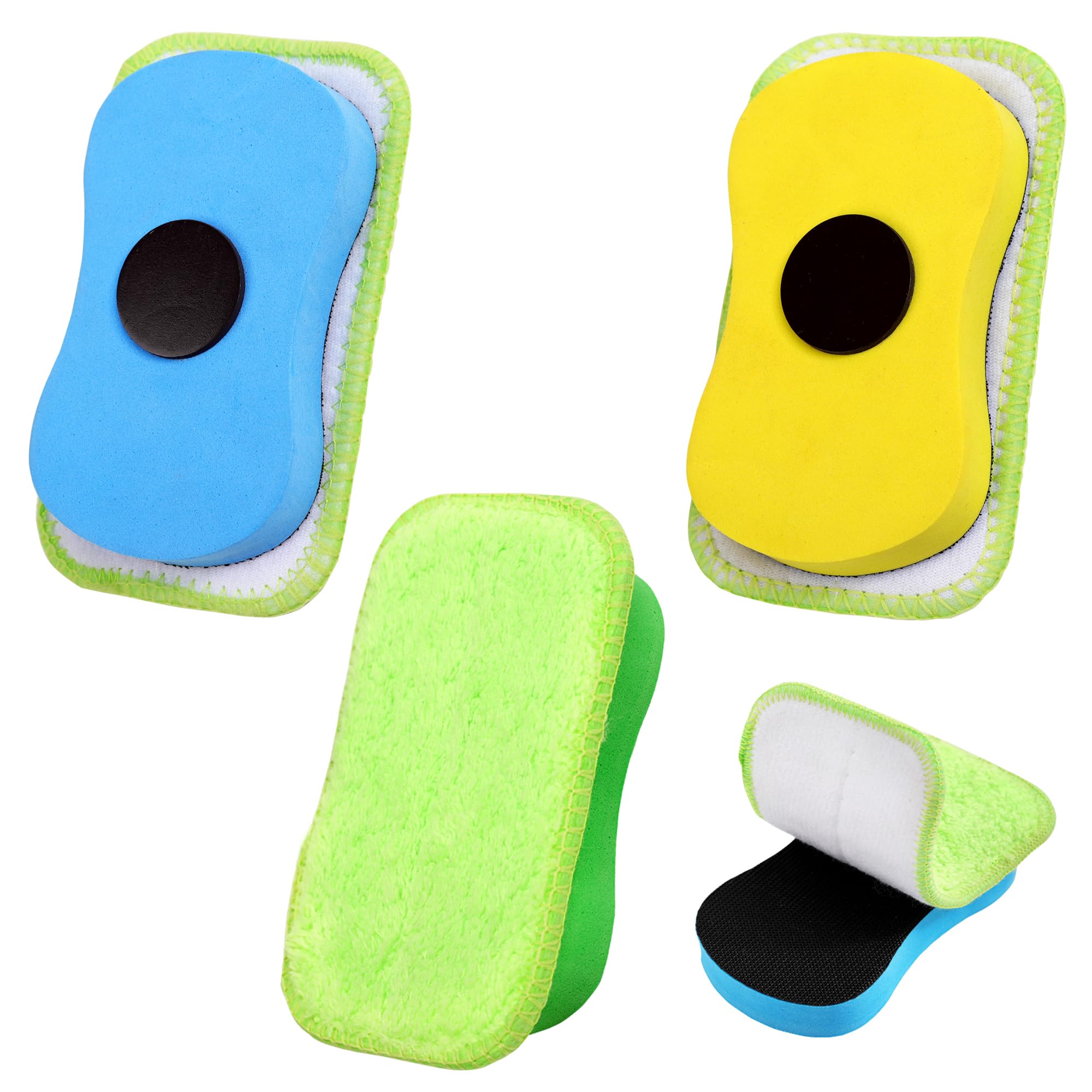 3 borradores de pizarra – Borrador de microfibra lavable reutilizable para limpieza de tiza, marcadores, herramienta de plumero en el hogar, aula, oficina, adjunto, 6 paños de microfibra WP0303