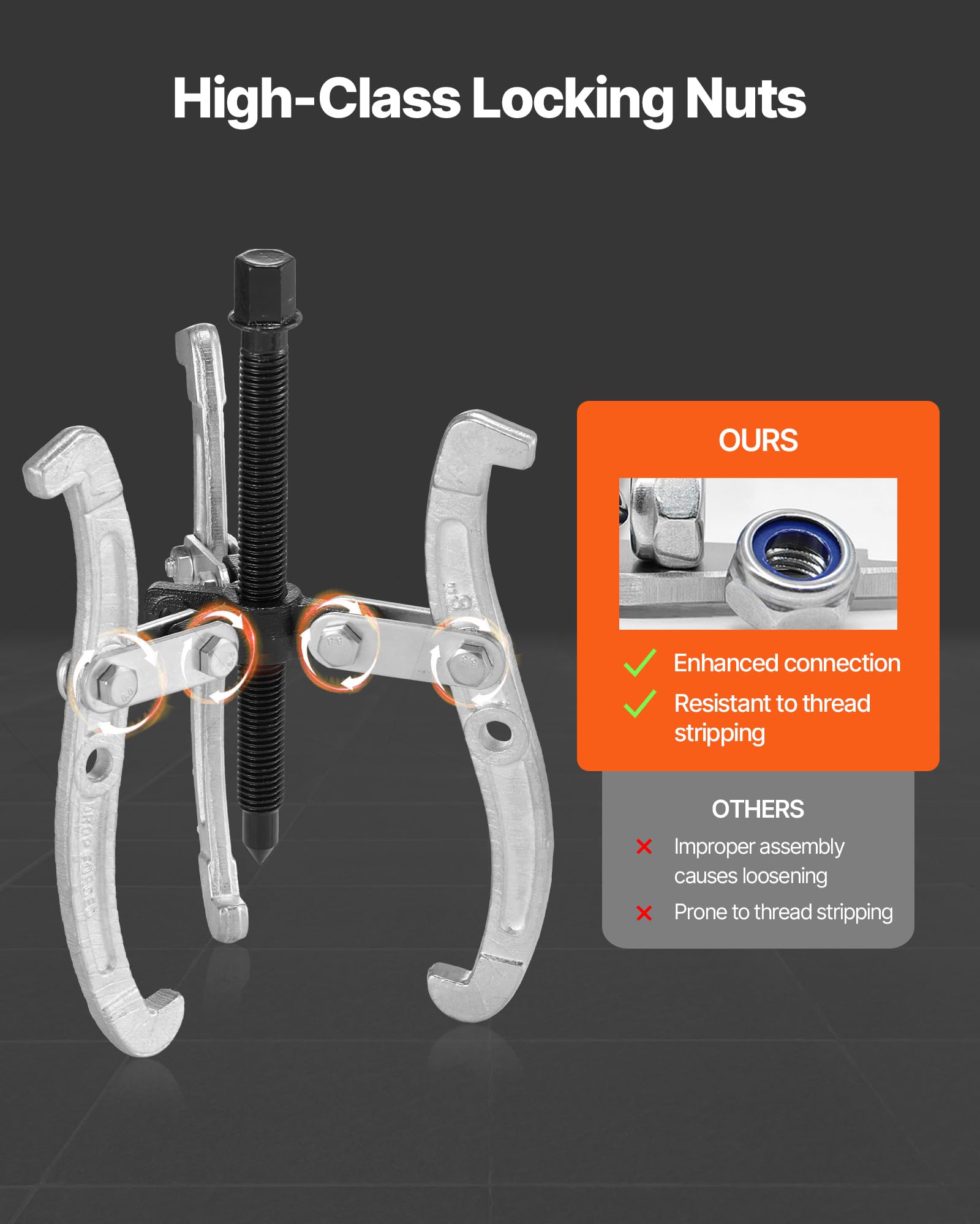 Image secondaire de Ensemble d'Extracteurs d'Engrenages VEVOR - 4 Pièces avec Mâchoires Réversibles