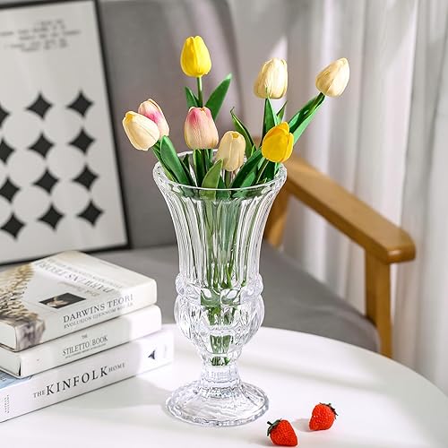 Miniatura 6 de Jarrón de cristal transparente de 11.6 pulgadas de alto, florero de plantas de arte. Decorativo para el hogar, oficina, boda, fiesta, celebrar,