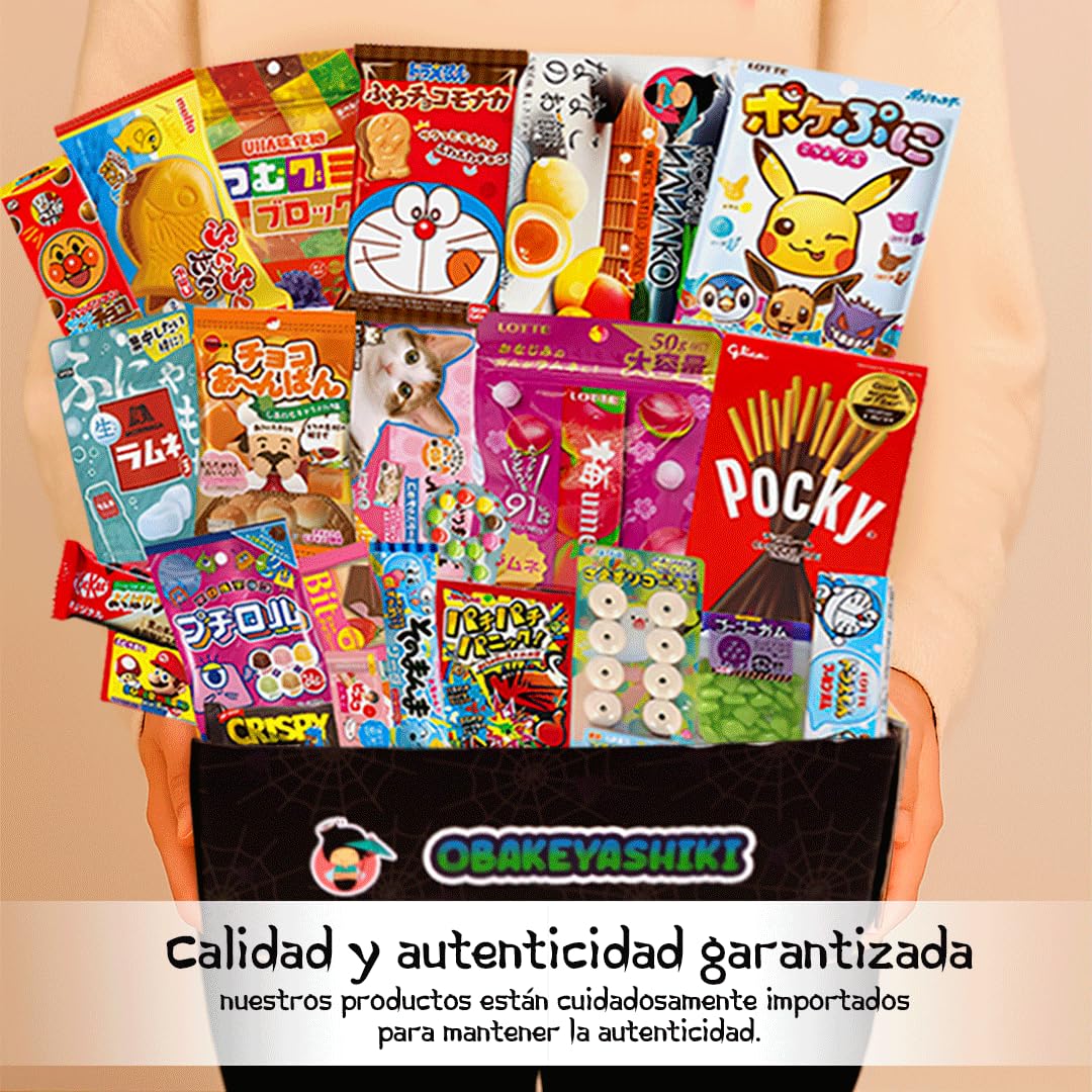 JapanBox Edición Especial Chuches Japonesas Sorpresa Premium Surtido Dulces Caramelos Exóticos Chocolate OBAKEYASHIKI