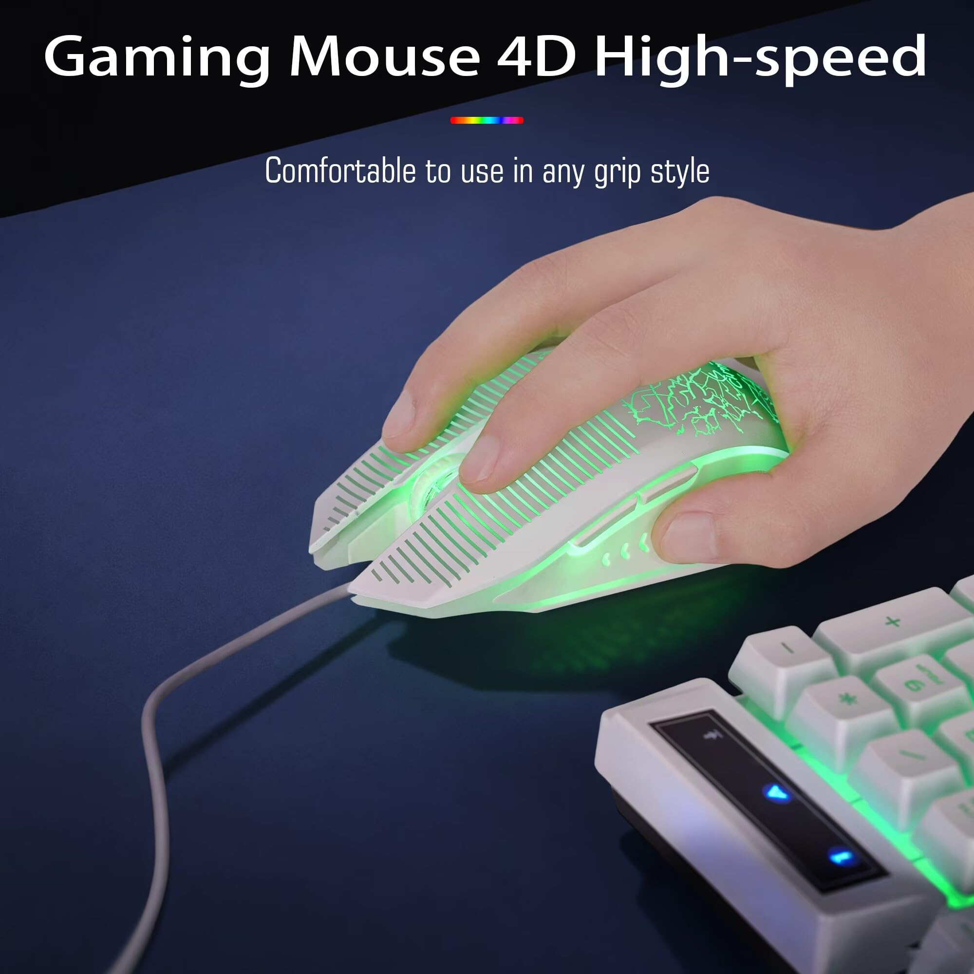 Amazon | CHONCHOW 1910 ホワイト ゲーミングキーボードとマウス LED