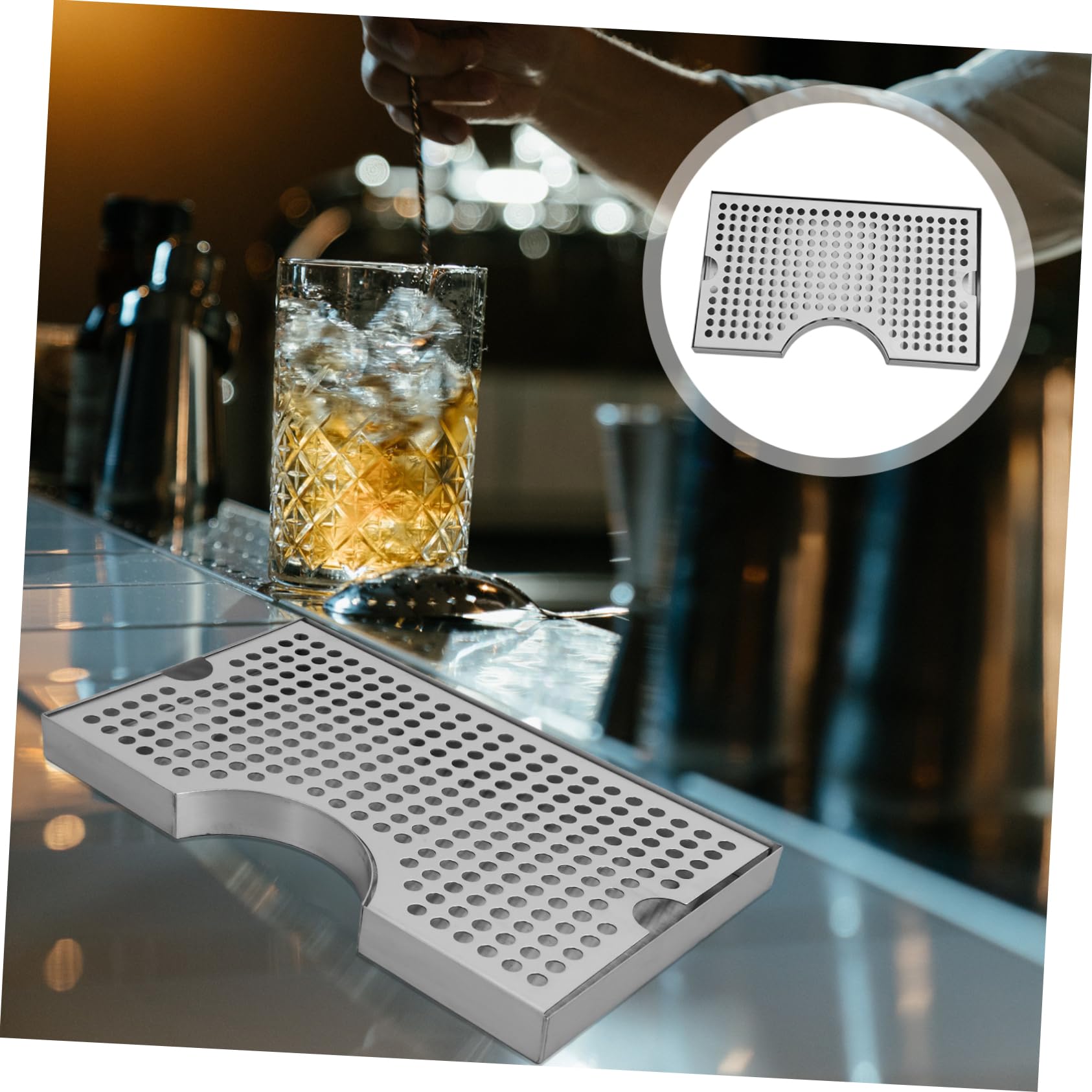 Bandeja de Goteo para Dispensador de Cerveza, Acero Inoxidable 304, 1 | Plata, Formato Compacto para Kegerator, Pieza de Recogida Base Antideslizante