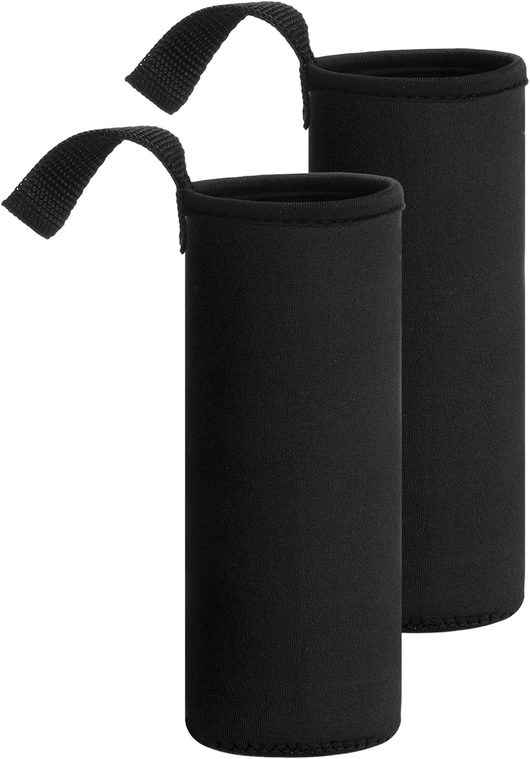 uxcell 2pcs Neoprene Water Bottle Sleeve, 18.5 oz Insulated Water Glass Bottles Carrier Bag Collapsible Drink Bottle Sleeve Cover Holder with Handle, Black