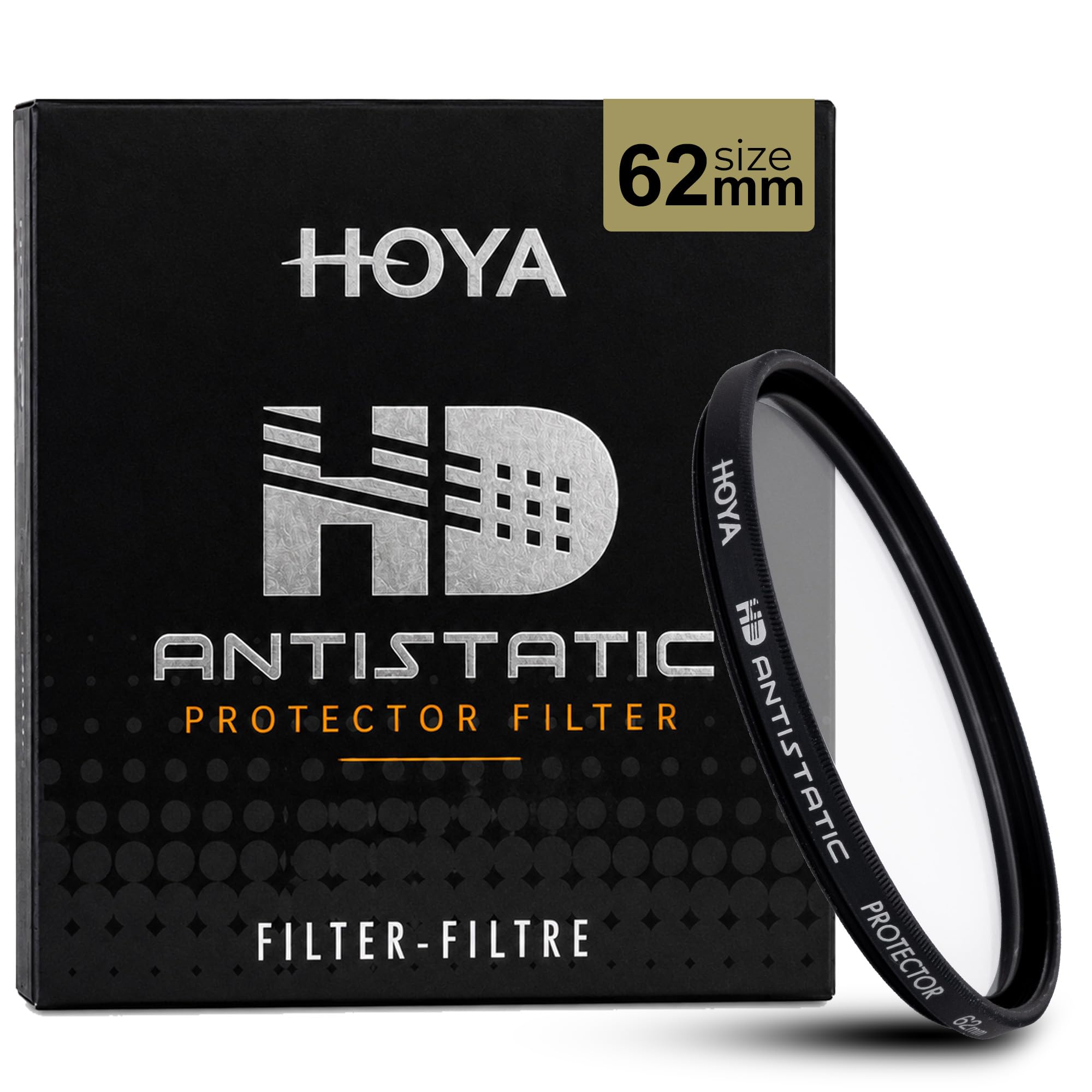 HOYA 62mm HD Antistatic Protector Camera Lens Filter, Reinforced Glass