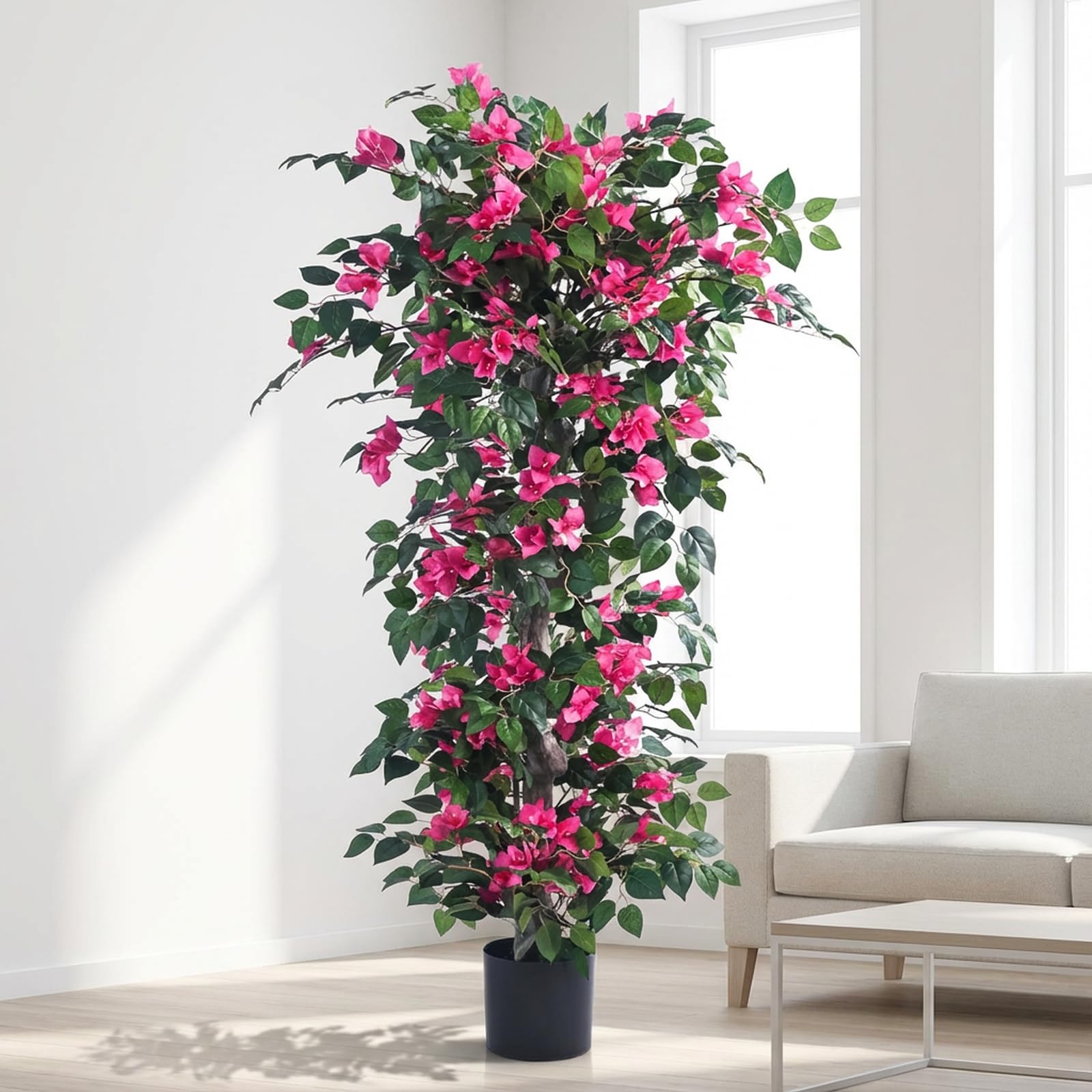 Photo 1 of ***SIMILAR ITEM*** Artificial Bougainvillea Tree -5FT Faux Bougainvillea Tree with Realistic Flowers, Tall Fake Flower Tree for Indoor or Outdoor Decor, Silk Floral Plant for Living Room, Porch, Garden (Pink)