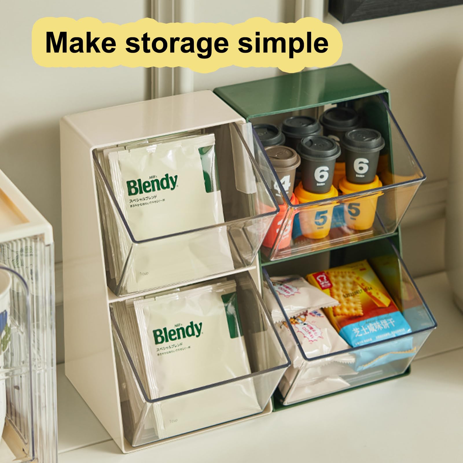 Contenitore per Tè e Caffè, Cassetto, Borsa, Capsula di Zucchero, Mensola, Supporto per Armadio (Verde)