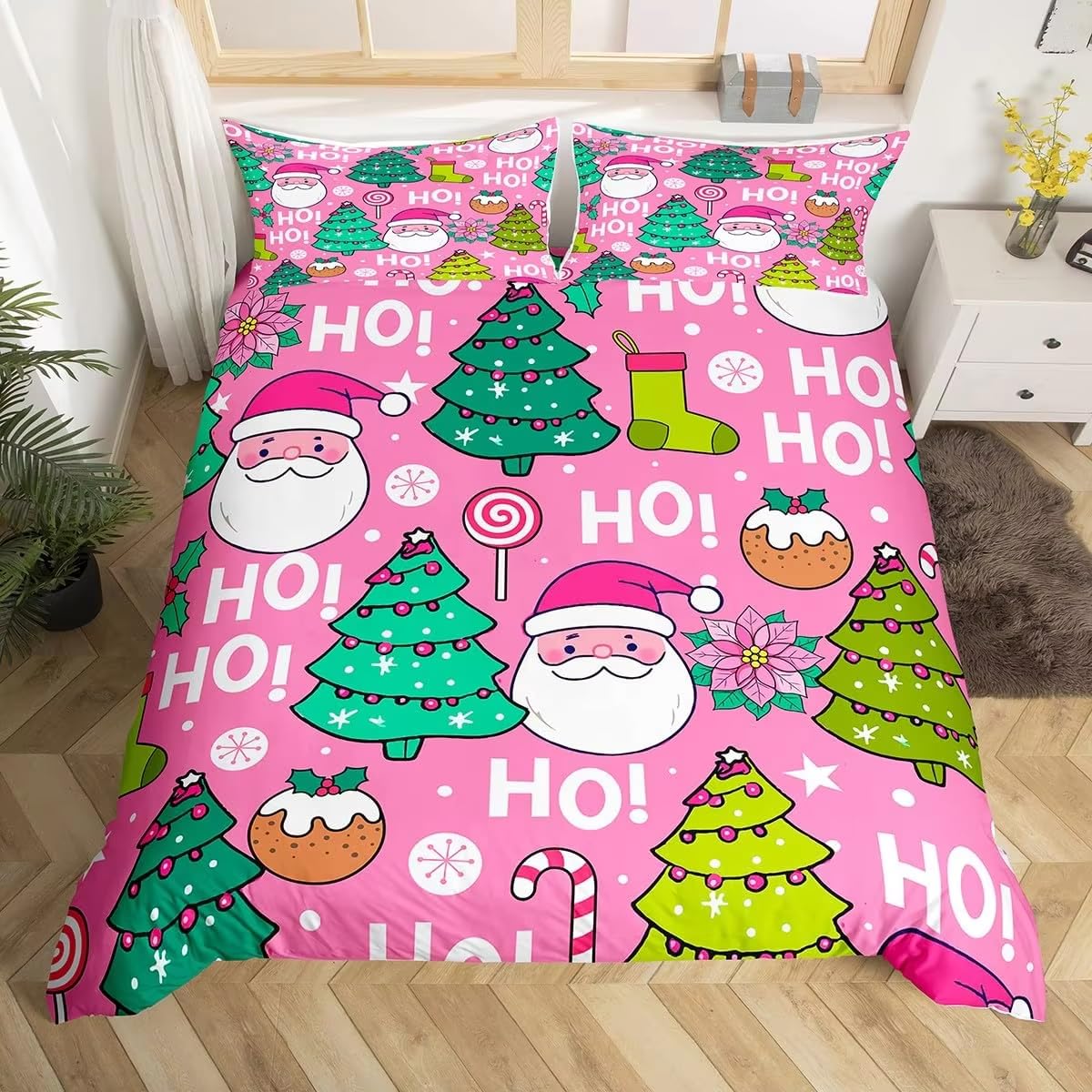 Parure de lit 240x220 Père Noël et bonhomme de neige pour enfant