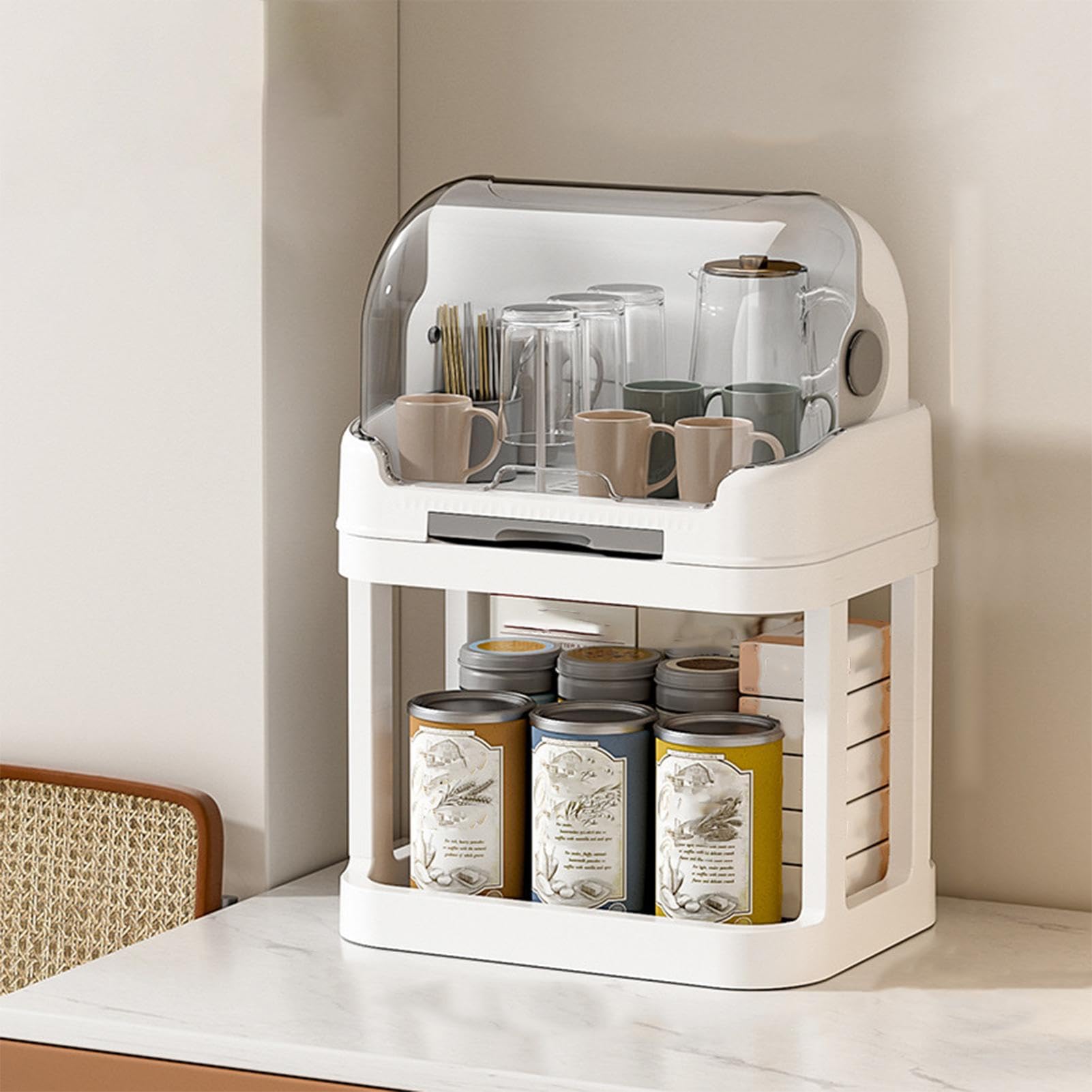 Contenedor para secador de botellas - Organizador para secador de botellas, estante para botellas para niños pequeños con tapa | Secador de biberones para niños pequeños, contenedor de cubiertos de la