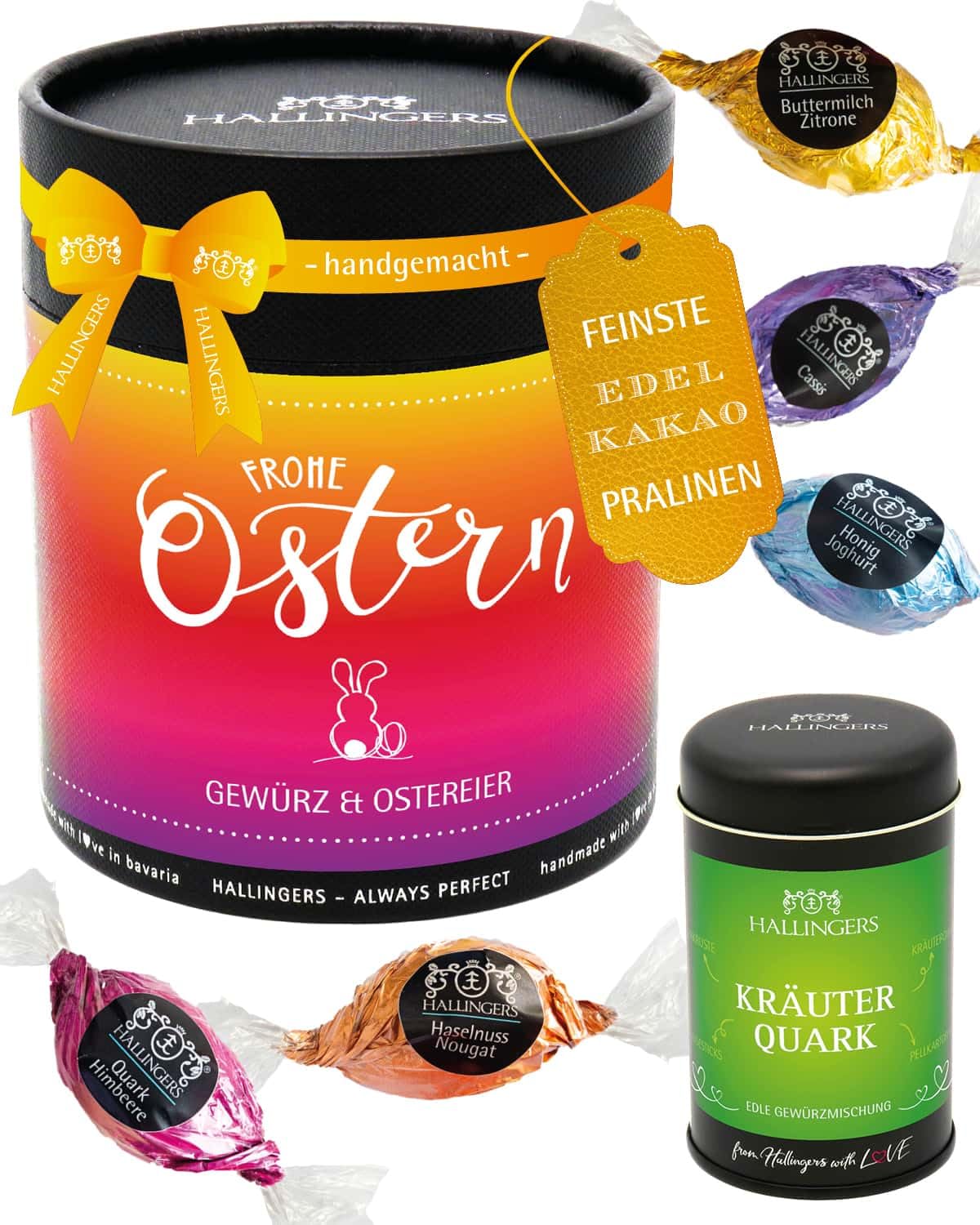 Hallingers Osterkörbchen – Pralinen-Eier & Gewürz Kräuterquark