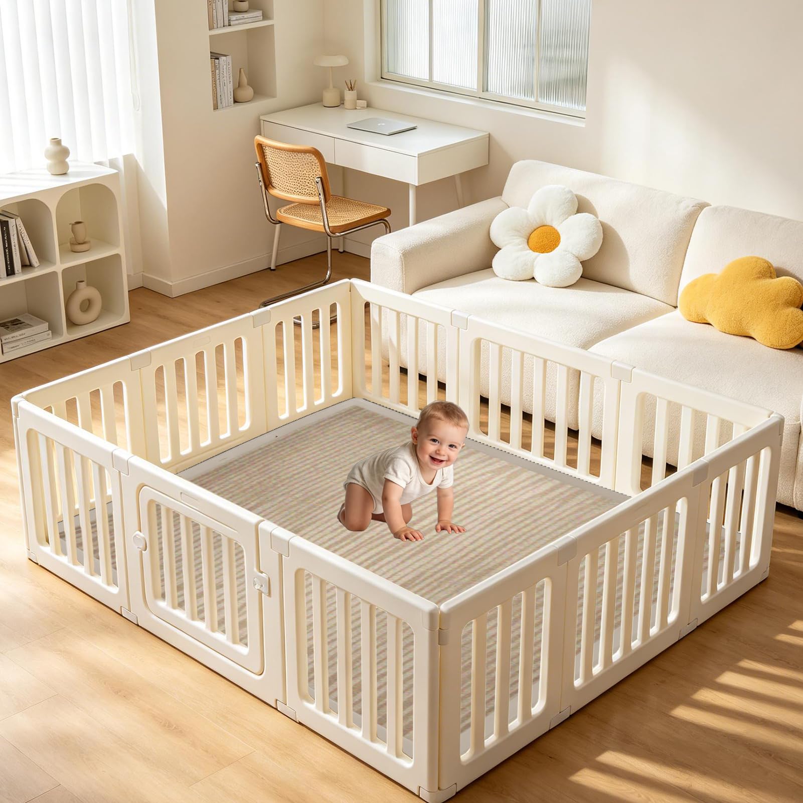 Alfombra para Gatear para bebé 2cm Alfombrilla de Juego Acolchada Grande Alfombras Bebe Antideslizante, Colchoneta para Gatear para Suelo Habitacion 100 x 150 cm