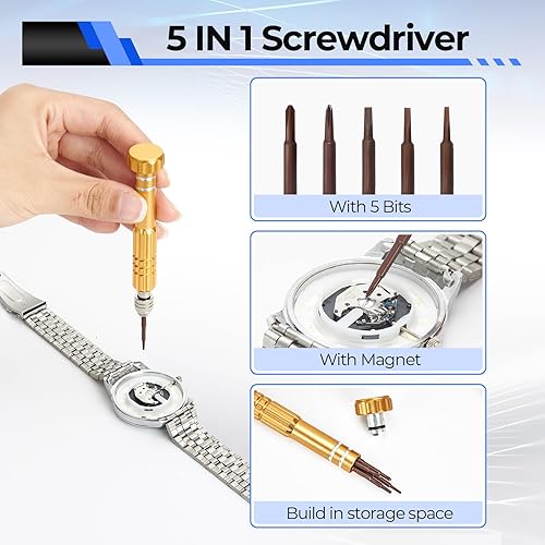 Miniatura 7 de Ohuhu - Kit de reparación de reloj, 192 piezas mejoradas de alta resistencia para extracción de eslabones de reloj, kit de herramientas de repuesto