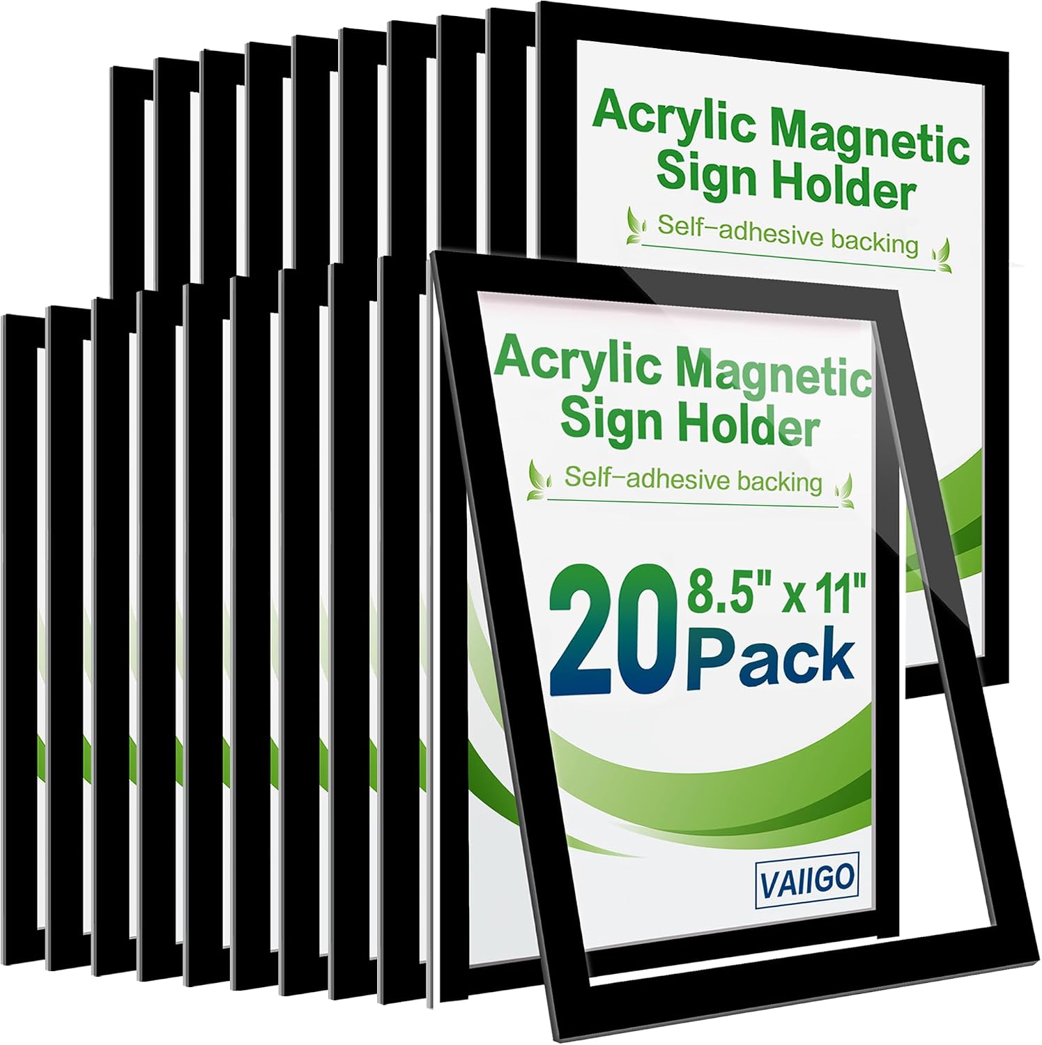 Acrylic Sign Holder 8.5 x 11 Wall Mount, Magnetic Sign Holder, Black