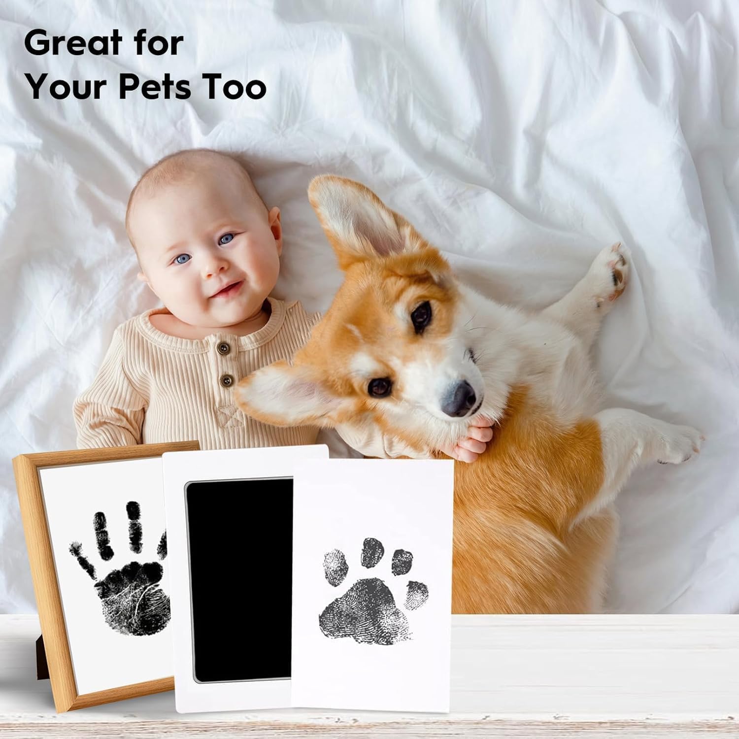 TATUNER Baby Hand and Footprint Kit Inkless - Mess Free Ink Pad, Paw Print Kit for Dogs and Cats, Safe Clean Touch Ink Pads for Newborn Handprints — view 5