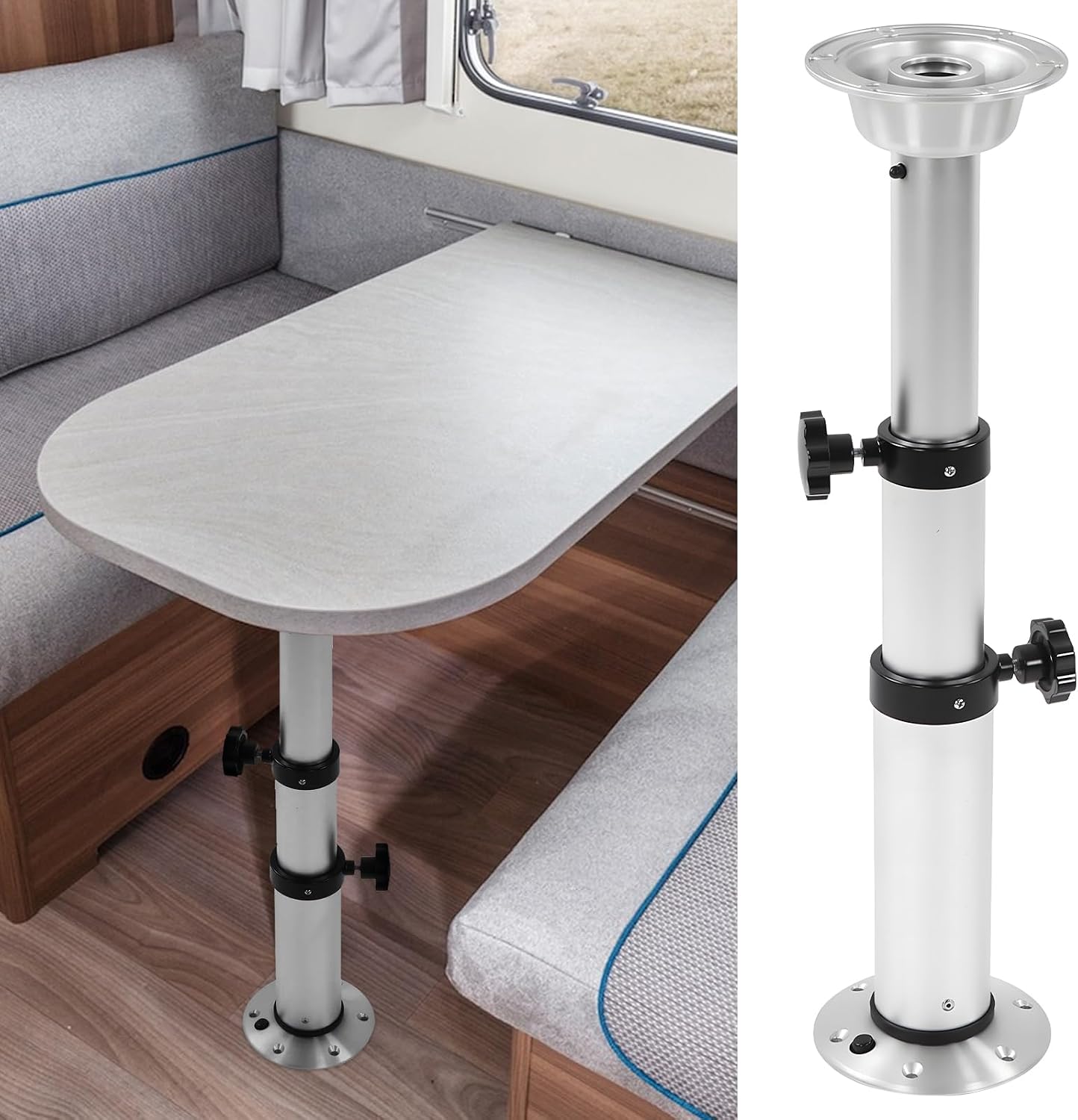 Marine 3-Stage Adjustable Table Stand Bracket, Elevating RV Table Legs, Adjustable Range 17-Inch - 29-Inch for RVs, Boats and Yachts