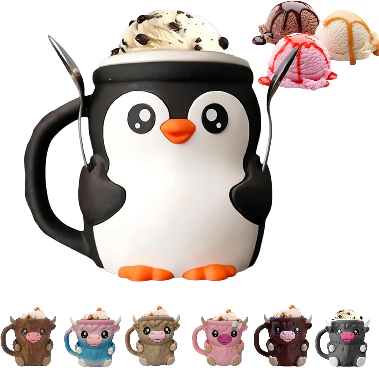 YAOPIU Highland Cow Ice Cream Pint Holder, Porte-pinte À