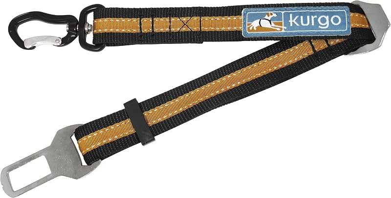 Cinto de Segurança para Cães com Mosquetão Giratório Kurgo Direct to Seatbelt, Laranja, 55,88 cm