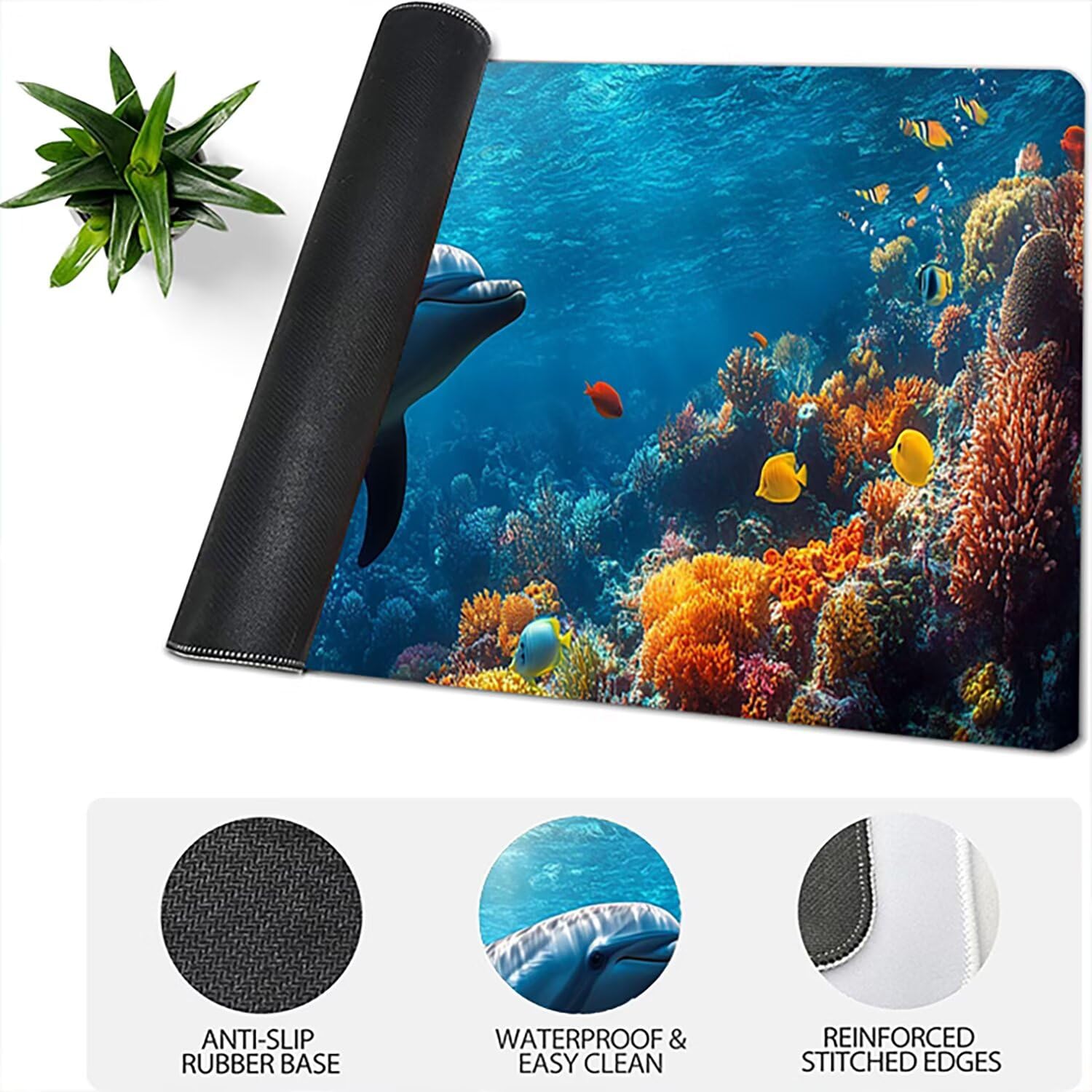 Podkładka pod mysz Lejnlnng XXL - 120x60cm - Podkładka pod mysz dla dużych graczy, Ocean XL antypoślizgowa gumowa mata na biurko, wodoodporna podkładka pod mysz o wysokiej precyzji i szybkości baza JL
