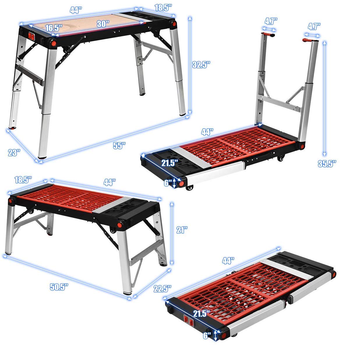 Goplus 5 in 1 Portable Workbench, Multipurpose Garage Work Bench
