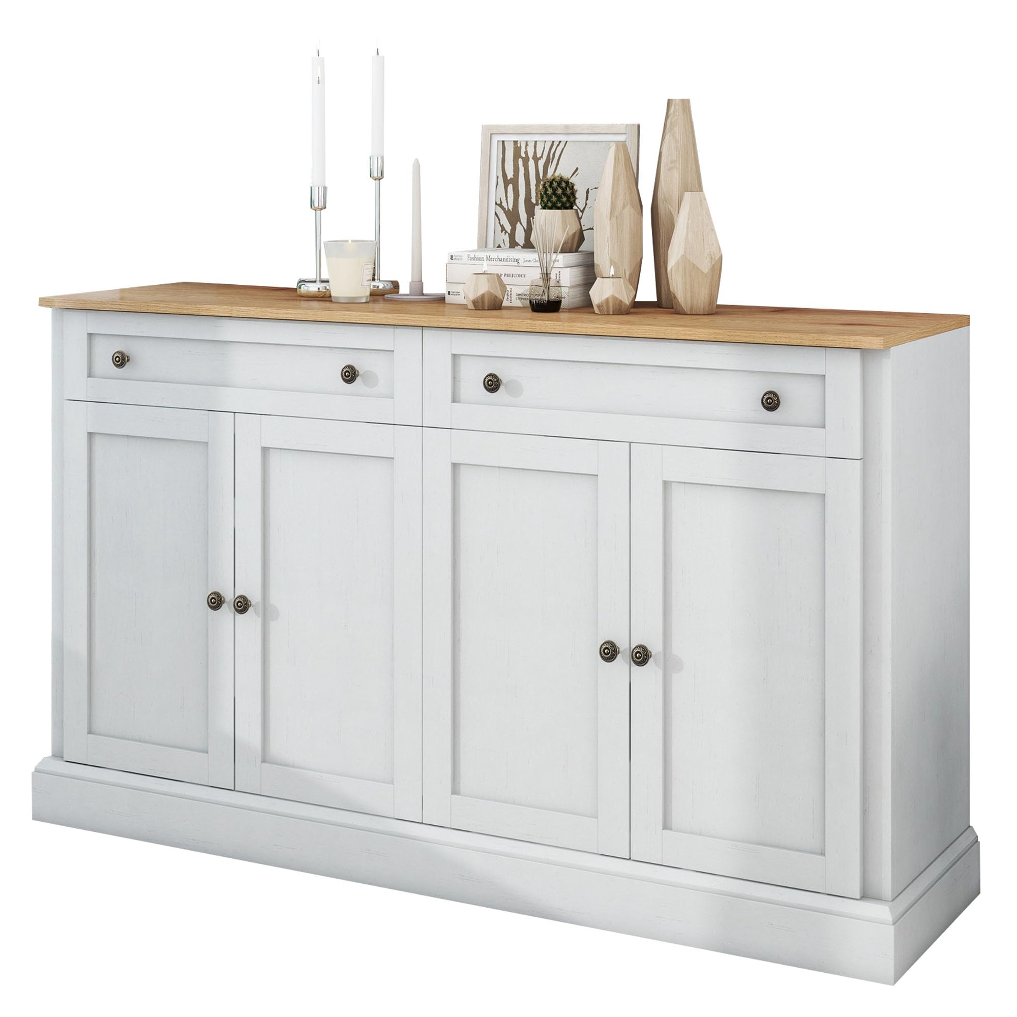 YITHOPI Credenza,Mobile dispensa cucina Madia ingresso Mobile contenitore ad angolo Per Sala da Pranzo Salotto Corridoio Cucina Grigio Cemento 102x33x75 cm in Truciolato