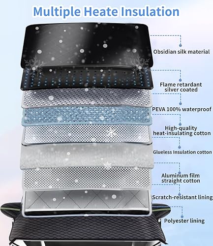 Miniatura 6 de Cubiertas de nieve personalizadas para parabrisas, 8 capas de protección resistente al viento, protección contra heladas, hielo, sol, nieve, UV,