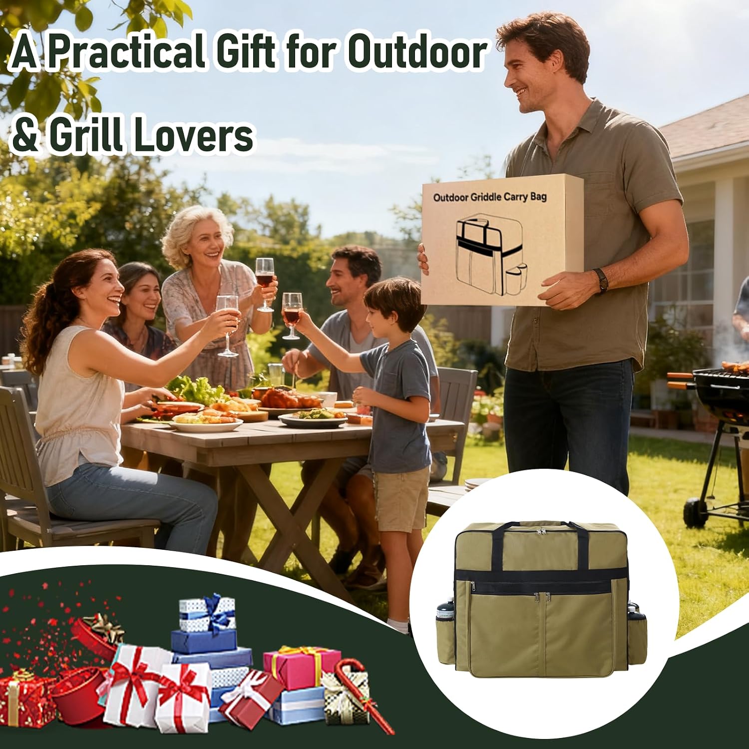 1200D Heavy Duty Blackstone 22 Inch Carry Bag Cover for Blackstone Tabletop Griddle with Hood &Stand, Fits 17 inch Griddle, Portable Outdoor Grill Carrying Case, Waterproof, Camping(Bag Only)