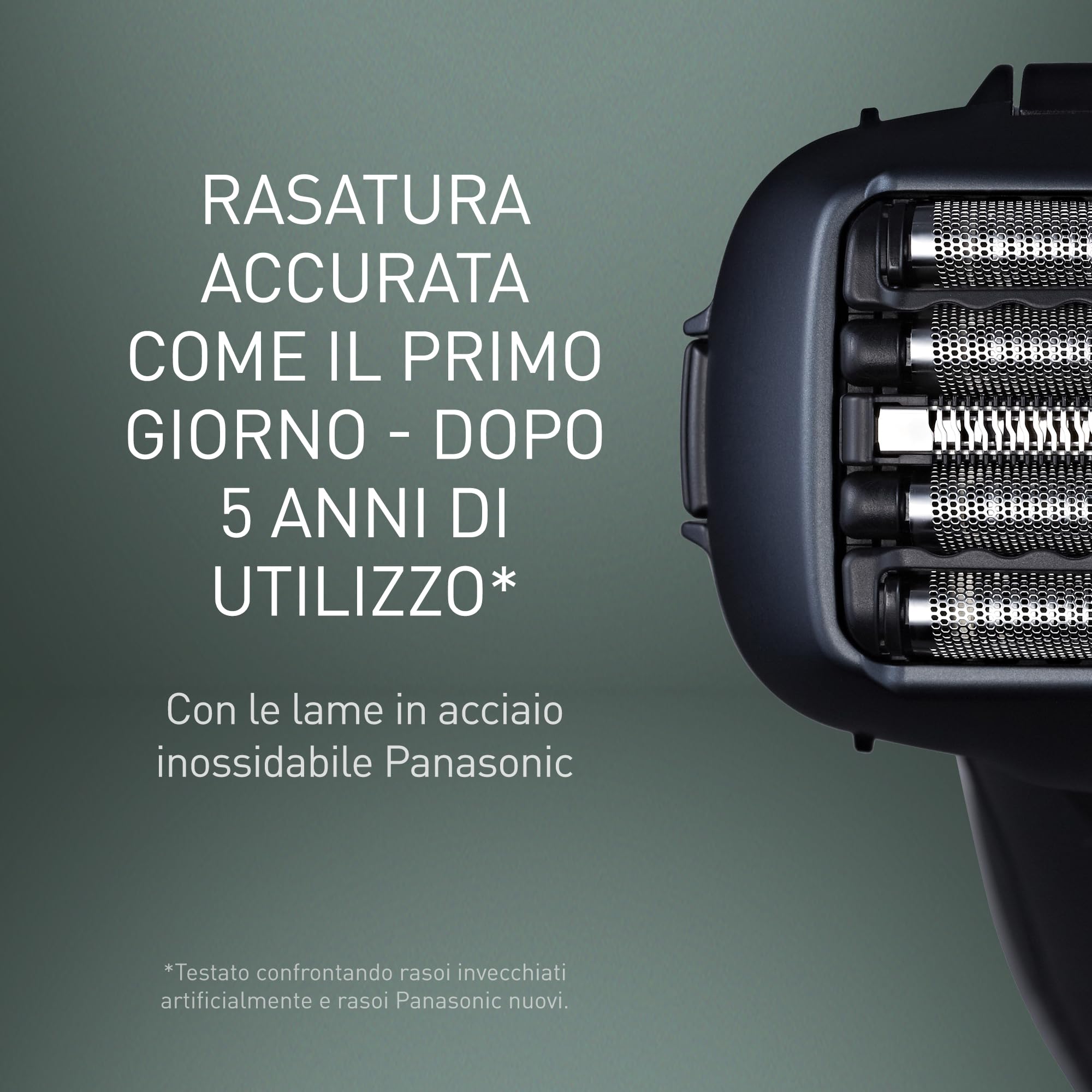 Panasonic Series 800 ES-LV97 - Rasoio a umido e secco, 5 testine con motore lineare, con stazione di pulizia e ricarica, colore: Nero
