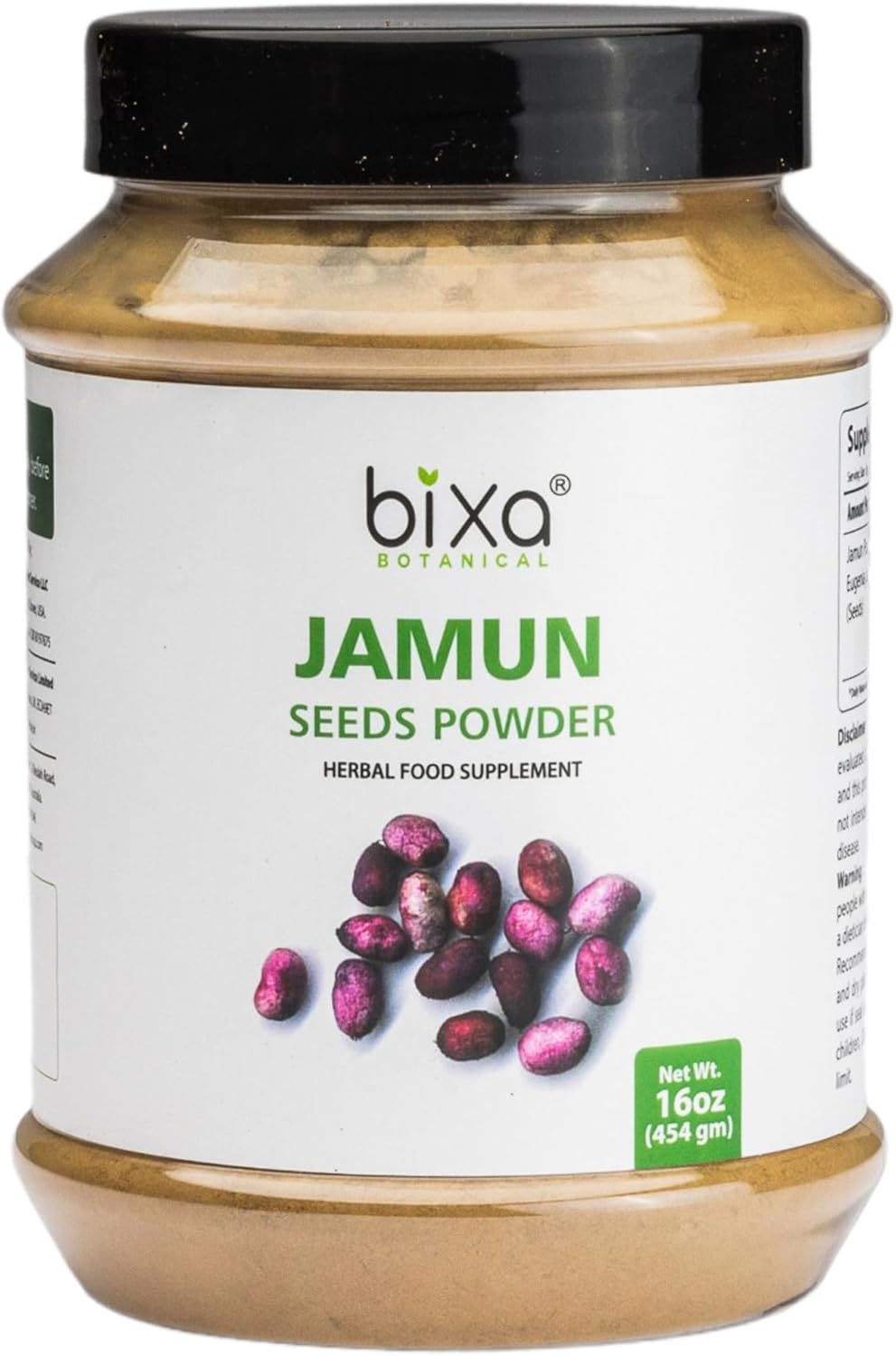 bixa BOTANICAL Jamun Powder (Black Plum/Eugenia Jambolana) | 1 Pound / 16 OZ | Ayurvedic Herbal Supplement | Gluten Free, Non-GMO, Steam Sterlized, Vegan, 100% Pure. bixa BOTANICAL Jamun Powder (Black Plum/Eugenia Jambolana) | 1 Pound / 16 OZ | Ayurvedic Herbal Supplement | Gluten Free, Non-GMO, Steam Sterlized, Vegan, 100% Pure.