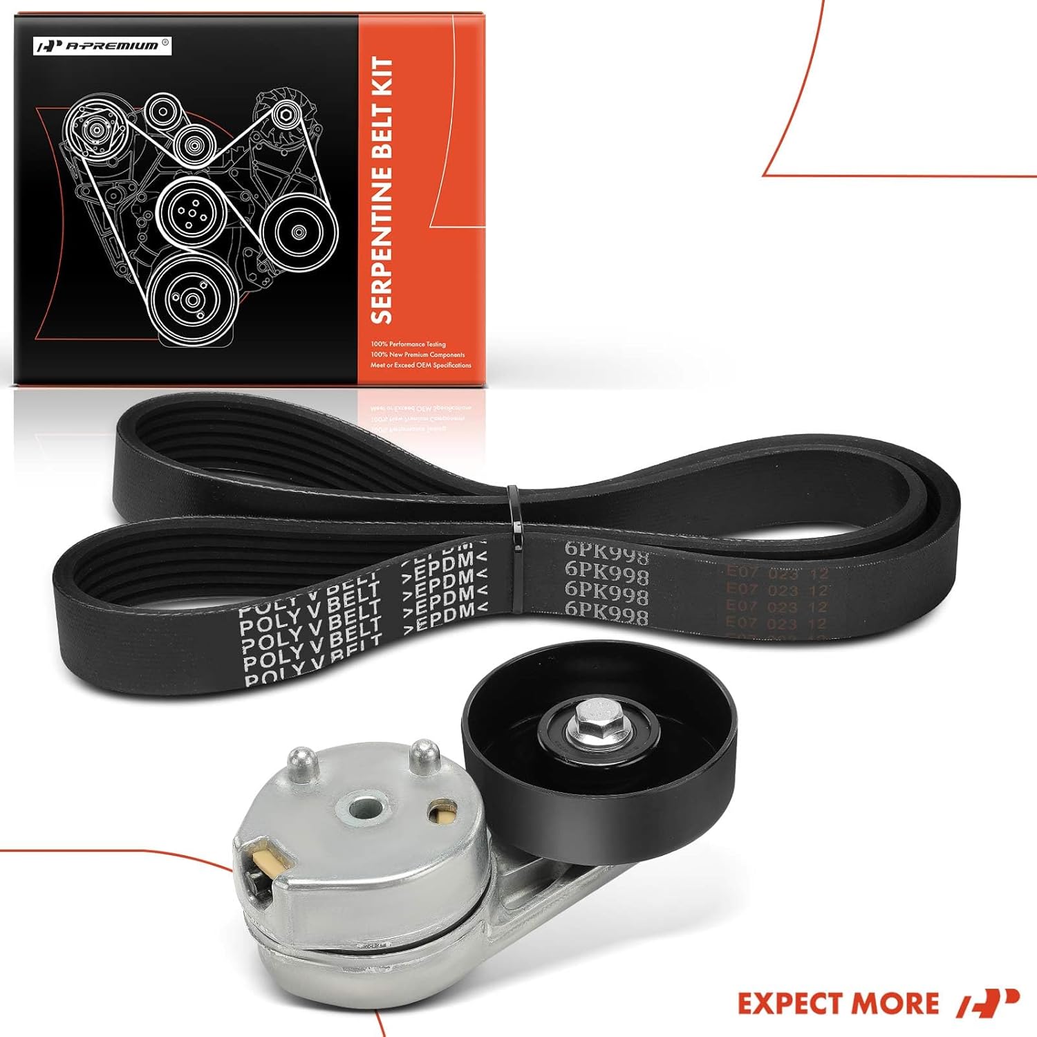 A-Premium Engine Serpentine Belt Drive Kit Compatible with Ford F-250 Super Duty, F-350 Super Duty, F-450 Super Duty, F-550 Super Duty, 2008 2009 2010-6.4L