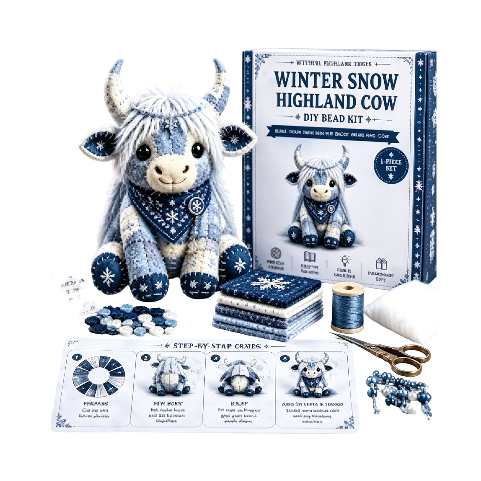DIY Patchwork Animal Kit, Handmade Sewing Craft Set with Floral Fabric, Stuffing, Tools, 3D Cute Patchwork Animal DIY Kit for Adults Beginners Craft Lovers Gift for Birthdays Holidays(A007, 10cm) — image 1