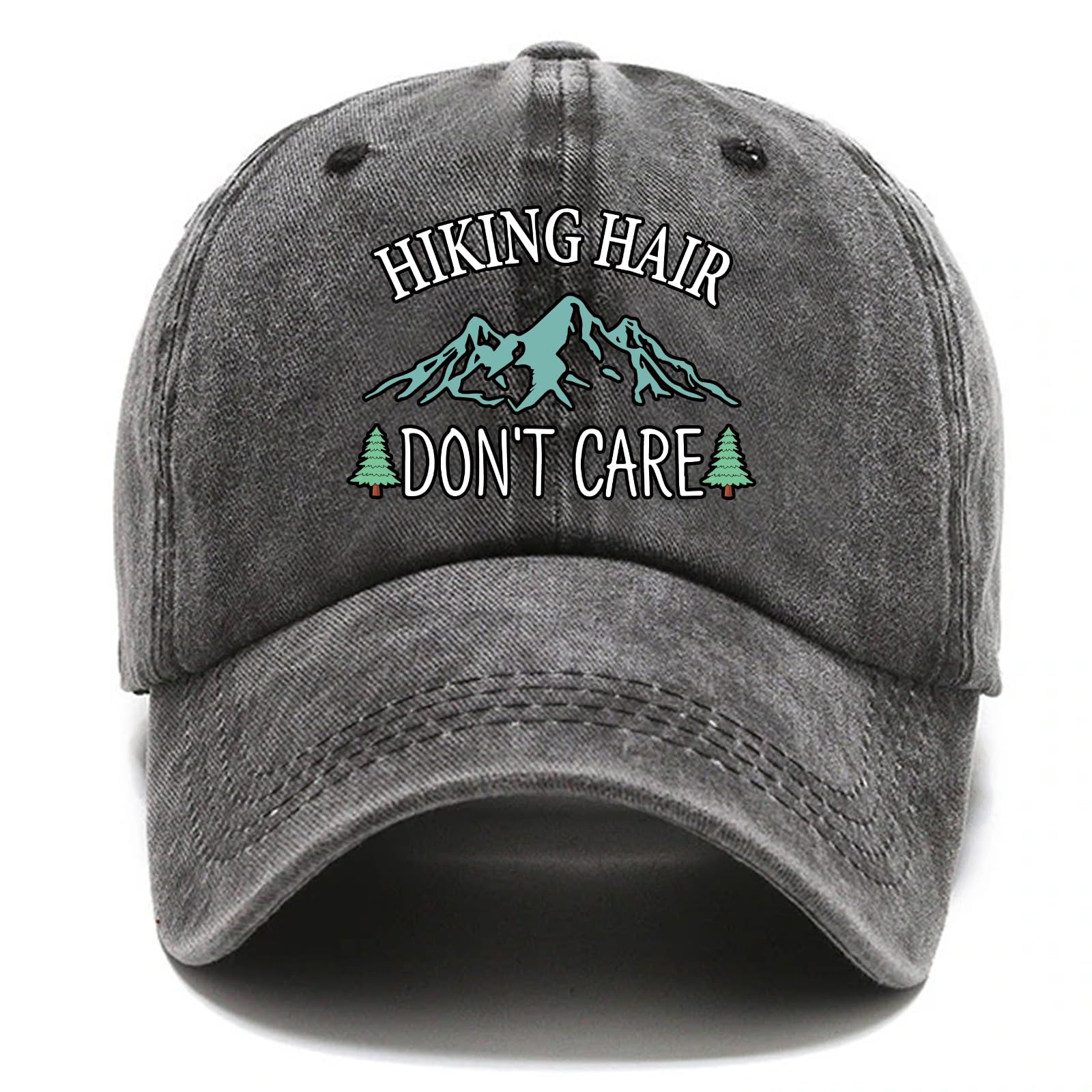 Pishovi Hiking Hair Don't Care Baseball Cap, Vintage Adjustable Cotton Cap, Birthday Thank You Gifts for Camping Lovers Hiker (Black Hike)