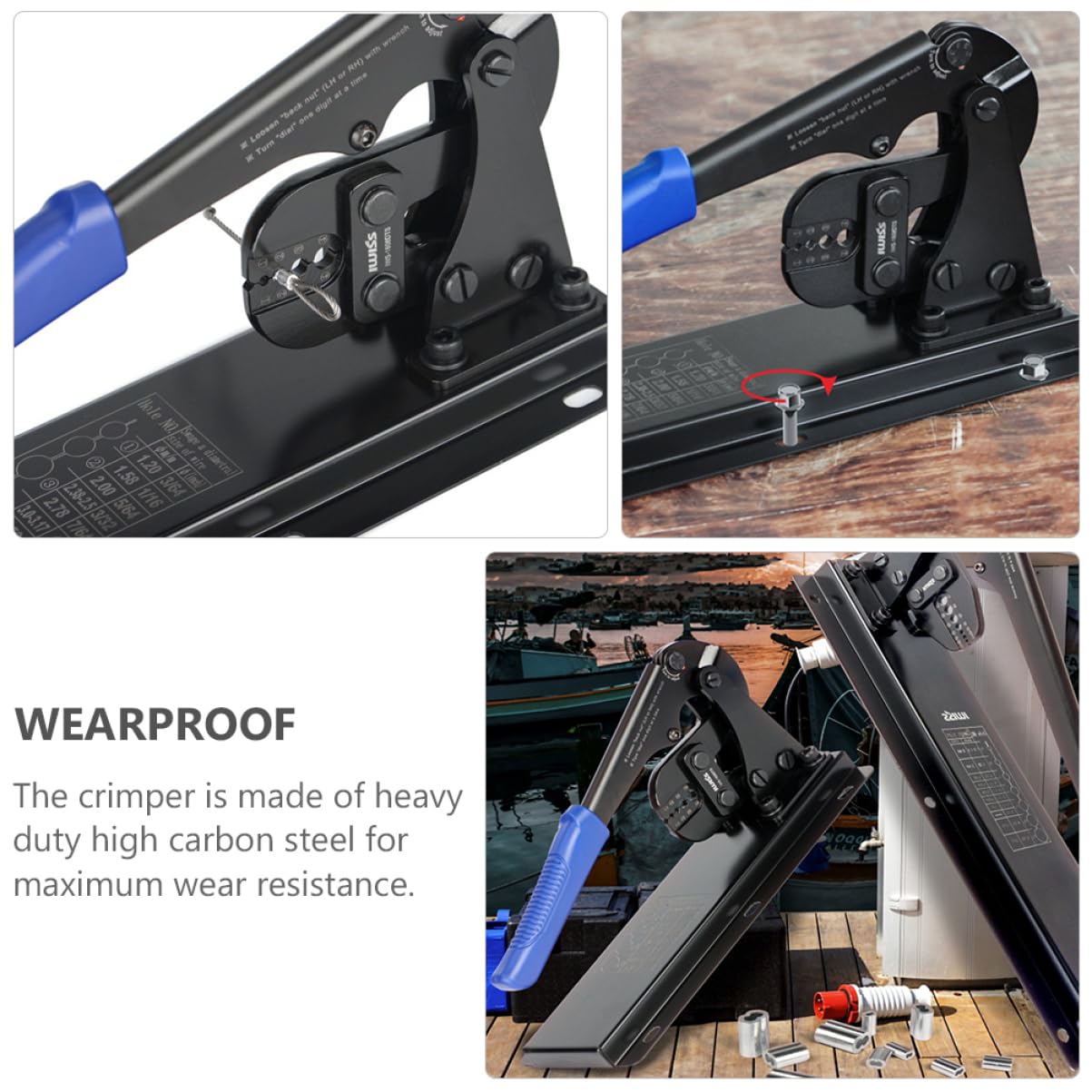 Alicates de Crimpado de Acero al Carbono en Forma de 8 para Escritorio | Prensado de Manga de Cobre o Aluminio, para Cable y Cuerda, Alta Dureza y Rendimiento