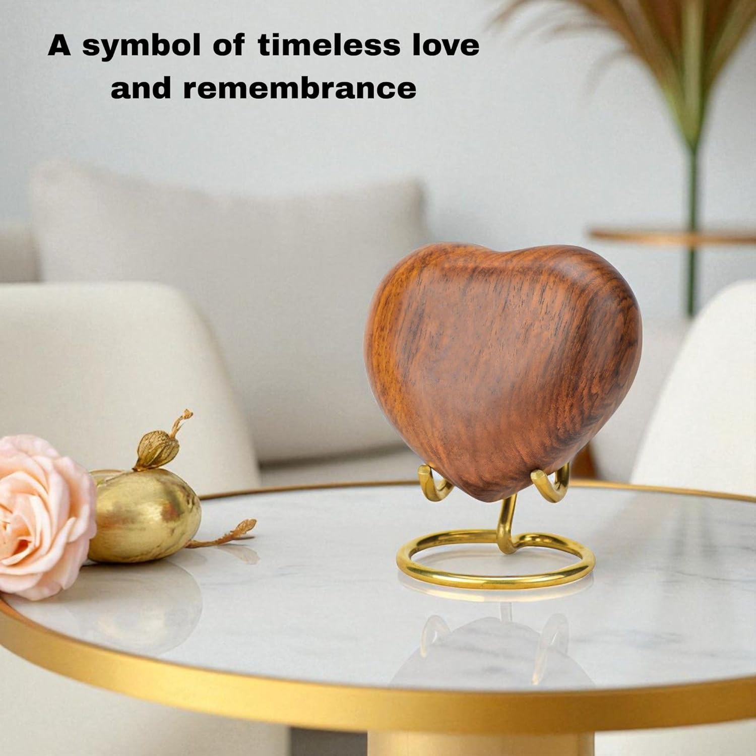 Round Cremation Urns Box for Ashes | Large Burial Funeral Urns for Pets or Human Ashes | Wooden Memorial Keepsake Urns Box for Loved Ones Ashe Storage (Brown Plain) (Keepsake Heart Urn)