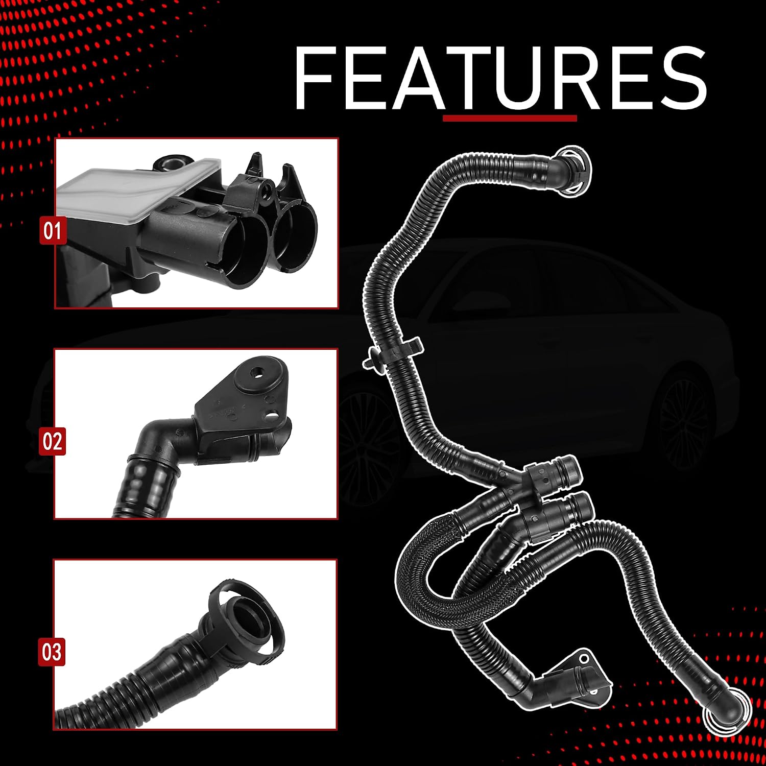 Engine Crankcase Vent Valve and PCV Valve Hose Compatible with 2005-2018 Audi A4 A6 A7 A8 Q5 Q7 S4 S5 SQ5 Volkswagen Touareg 3.0L 3.2L Oil Separator Replaces 06E-103-217-AA 06E-103-547-AB